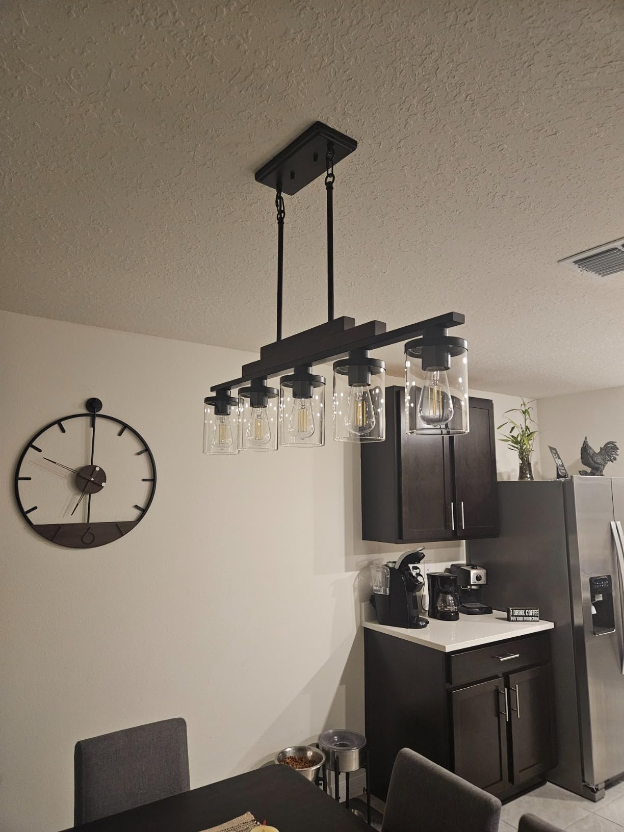 Farmhouse Chandelier 6-Light Dining Room Light Fixture Over Table Kitchen Island Lighting Rustic Chandeliers for Dining Light with Glass Shade Wood Pendant Lights Kitchen Island customer photo 1