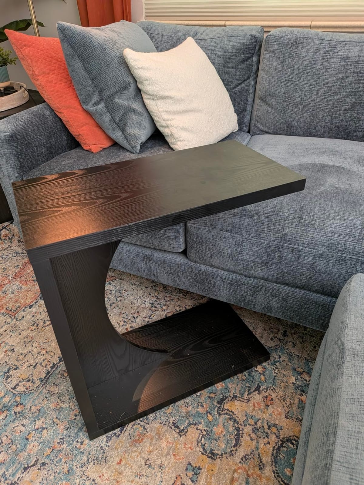 Tribesigns C-Shaped End Table for Couch, Sofa Side Table, C Table for Small Space, Living Room, Bedroom (1, Brown) customer photo 1