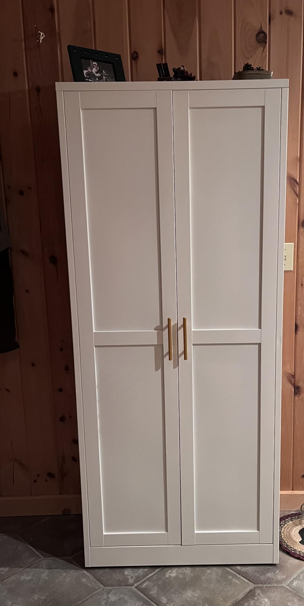 GAIOUS Metal Pantry Cabinet, Kitchen Pantry Storage Cabinets with 2 Door | and 3 Adjustable Shelves, White Kitchen Pantry Cabinet, Freestanding Cupboard for Dining Room Living Room Bathroom customer photo 1
