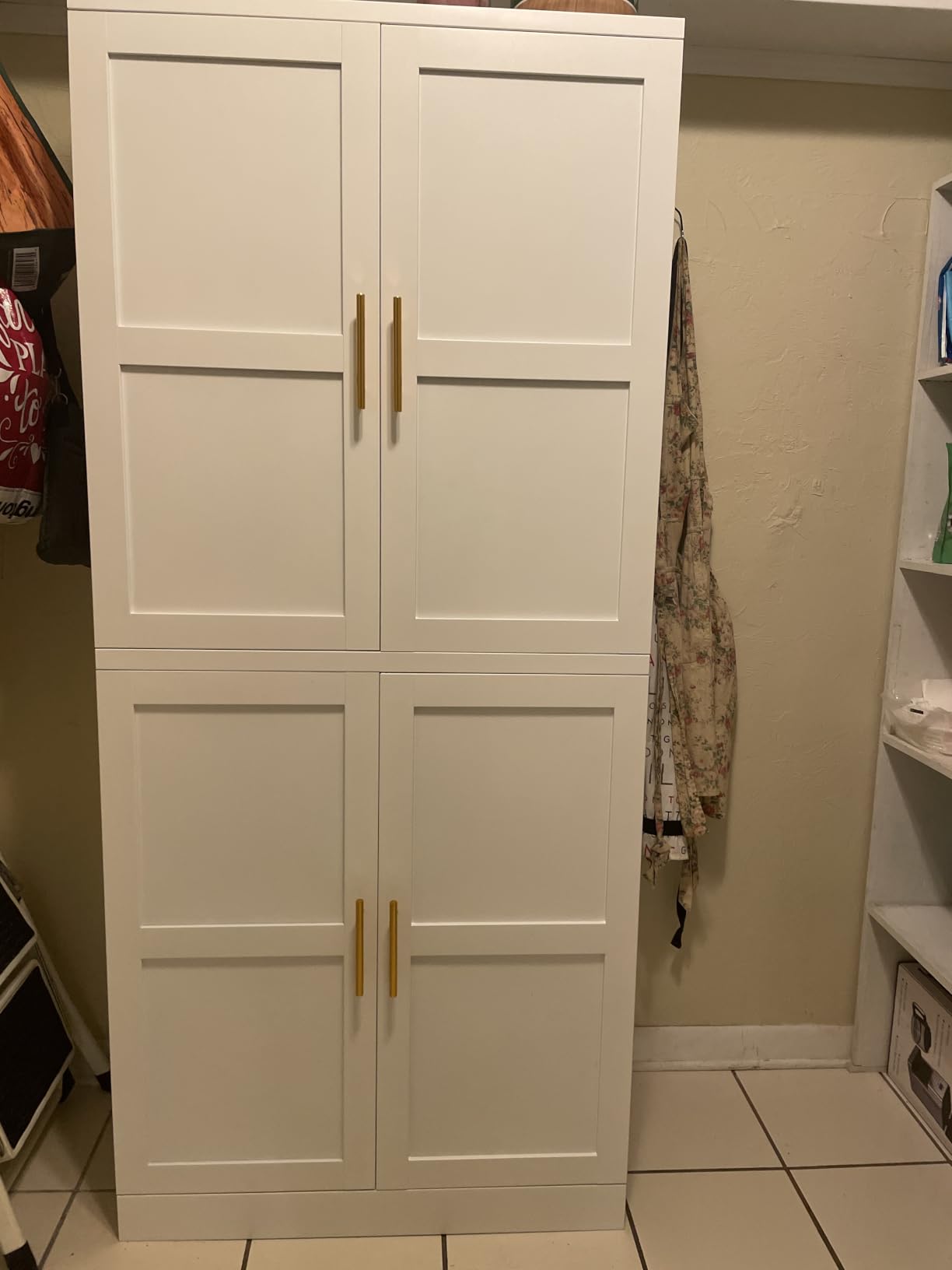 GAIOUS Metal Pantry Cabinet, Kitchen Pantry Storage Cabinets with 2 Door | and 3 Adjustable Shelves, White Kitchen Pantry Cabinet, Freestanding Cupboard for Dining Room Living Room Bathroom customer photo 2