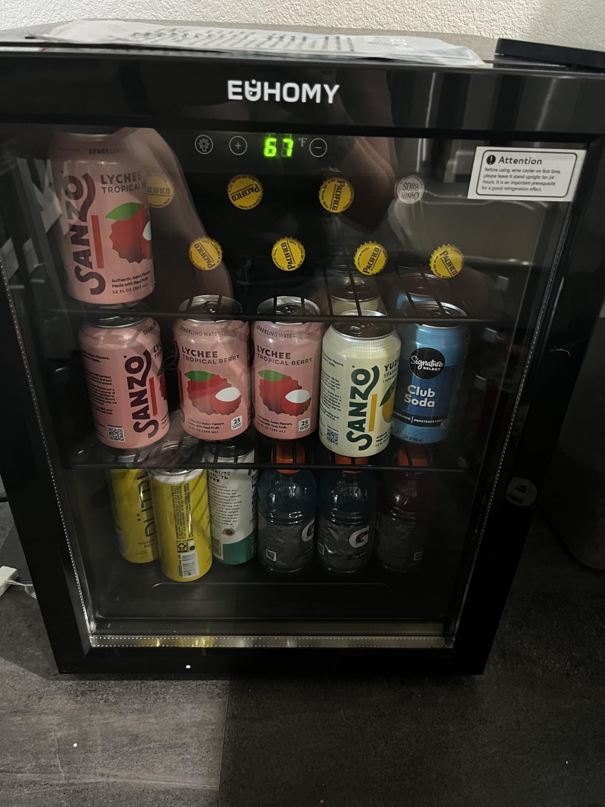 EUHOMY 145 Can Mini Fridge, 4.5 Cu.ft Beverage Refrigerator with Glass Door | 32°F to 61°F, Compressor Cooling, Digital Temperature Control, Adjustable Shelves, LED Light, 40 dB, Home Office Bar Use customer photo 1
