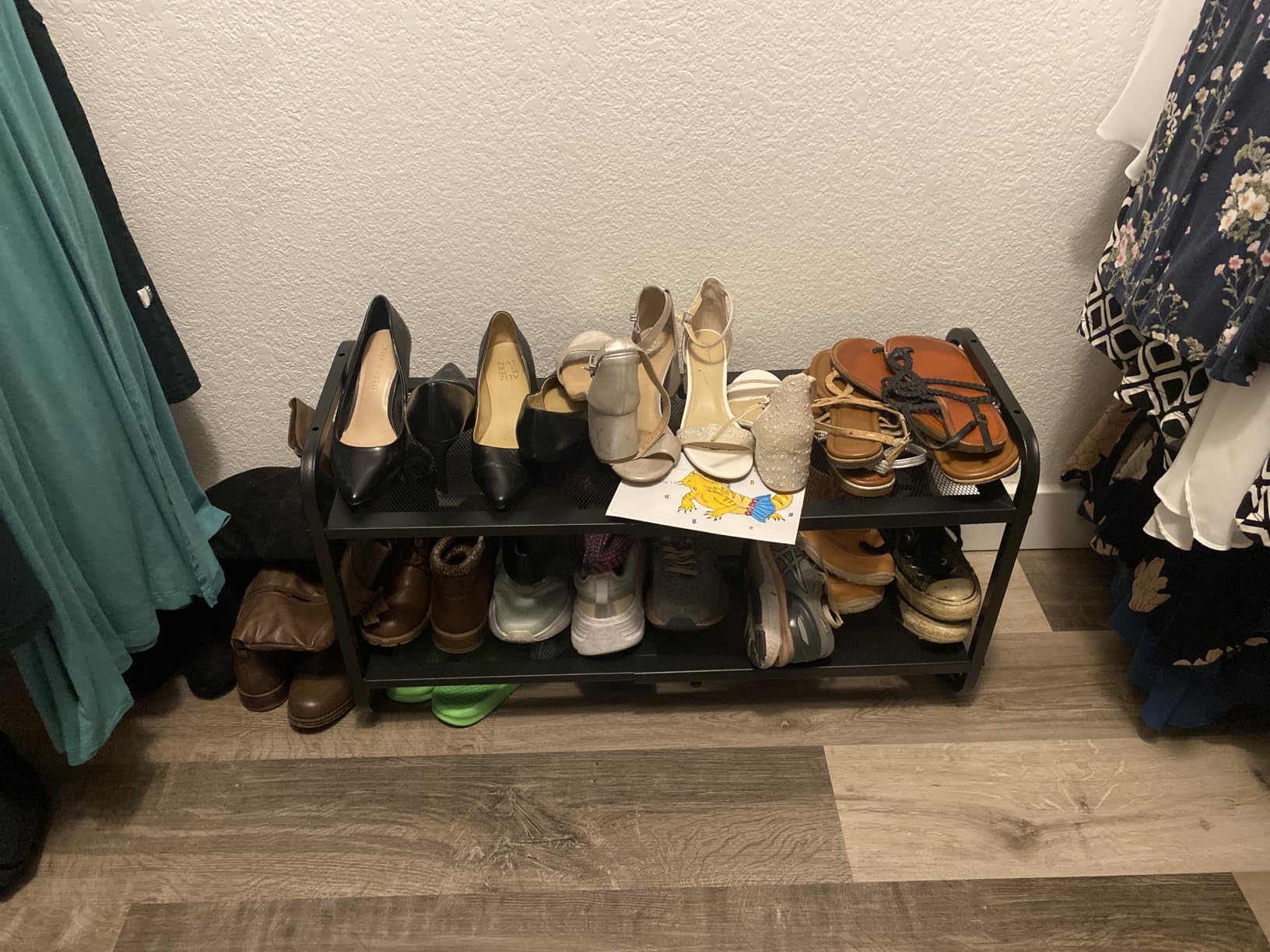 Expandable Metal Shoe Rack for Closet, Entryway & Garage, 2-Tier, Black | Adjustable Height for Boots, Stackable Design, Dense Mesh Shelves for Heels, Fits Small Spaces, Apartments and Rentals customer photo 2