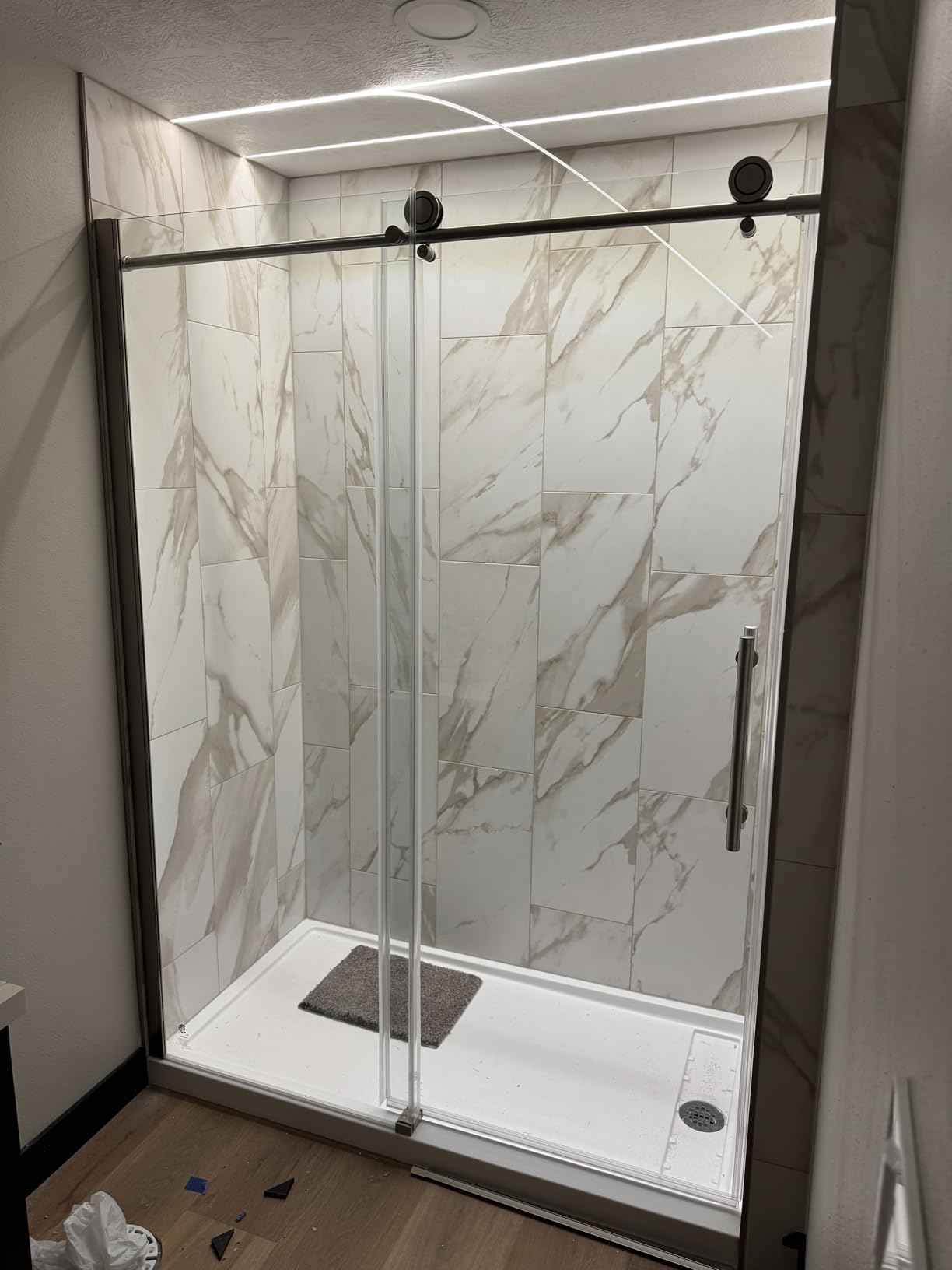 MORVANO 32 x 60 Shower Pan with Left Drain Removable Stainless Cover | Non-slip Surface, Integrated 3-Side Flange, cUPC Certified, for Bathroom, (Drain included) customer photo 2