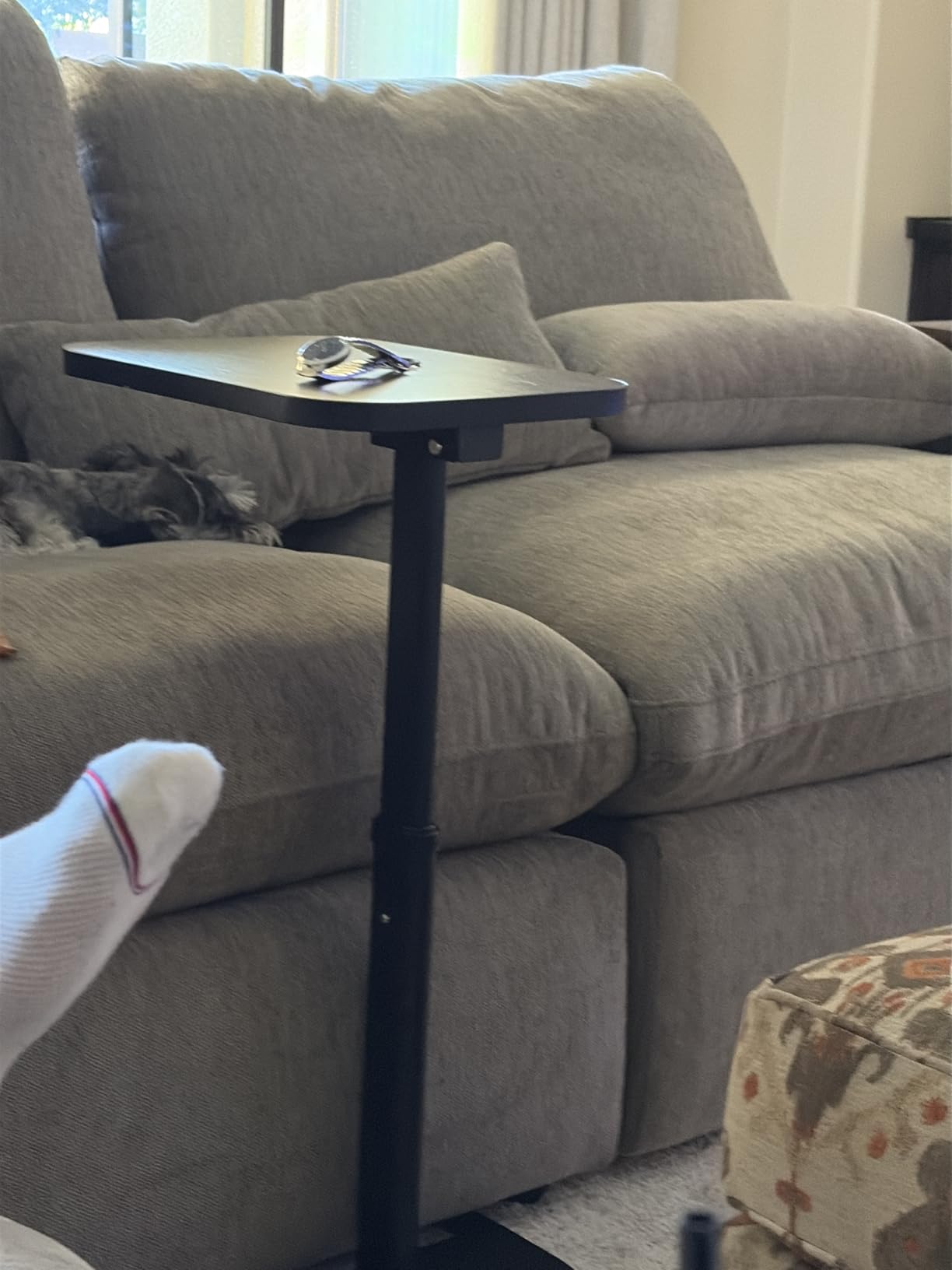 Kitstorack TV Tray Table, Adjustable Height & Flip-Top & Rounded Metal Corners, Snack Table for Couch, Sofa, Bed, Chair, Living Room, C Shaped End Side Table for Eating, Dinner or Laptop, Small Spaces customer photo 2