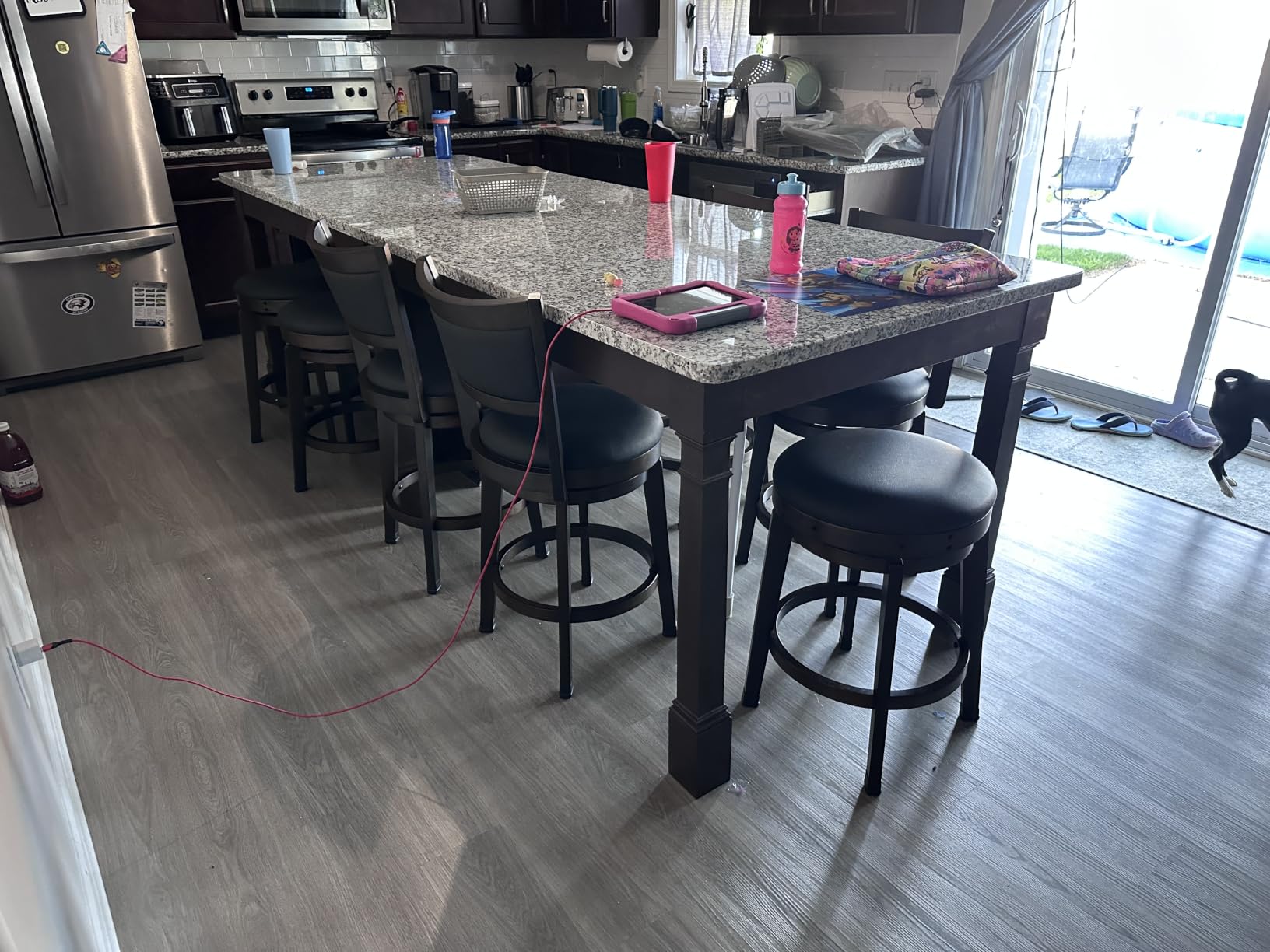 PrimeZone Swivel Bar Stools Set of 2, 30 Inch Bar Height Barstools | Black Faux Leather, High Backrest, Solid Rubberwood Frame, Wrap-around Footrest, Counter Stools for Kitchen Island, Pub customer photo 1
