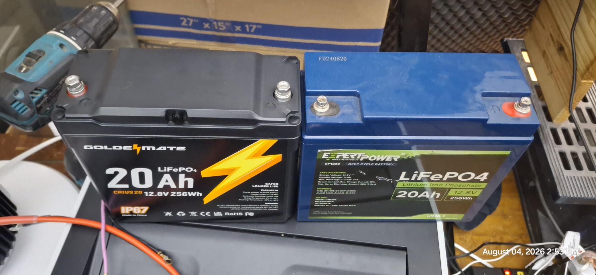 GOLDENMATE 12V 20Ah Lithium LiFePO4 Battery (2 Packs), IP67 Waterproof | 5000+ Deep Cycles, Built-in BMS, Premium Lithium Iron Phosphate Cell, Ideal for Solar, Marine, Fishfinder, Camping, Off-grid customer photo 2
