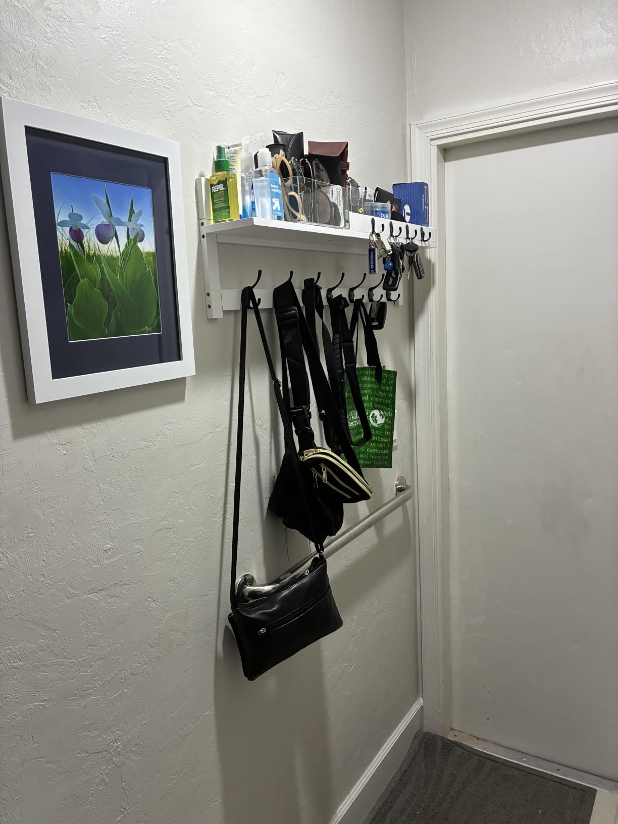 AMBIRD Coat Rack Wall Mount, 35 inch Large Wall Hooks with Shelf, Entryway Shelf with 7 Dual Coat Hooks 4 Key Hooks Mail Organizer, Wooden Coat Hanger and Key Holder Wall Mount customer photo 2