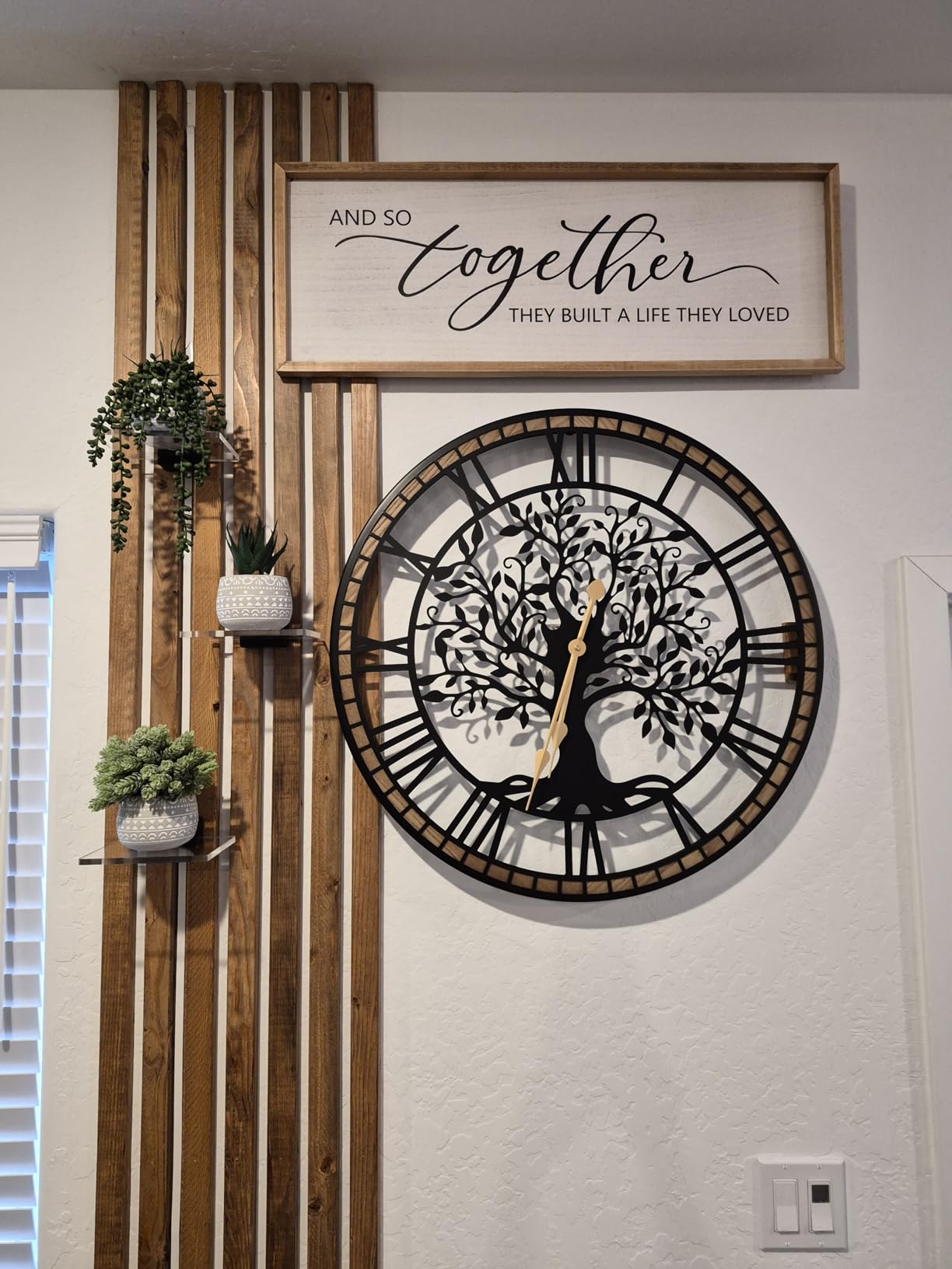Micasso Large Wall Clock Decorative: 24 Inch Tree of Life Battery Operated | Modern Farmhouse Metal Wood Frame - Roman Numeral Clocks for Living Room/Home Office/Bedroom customer photo 1