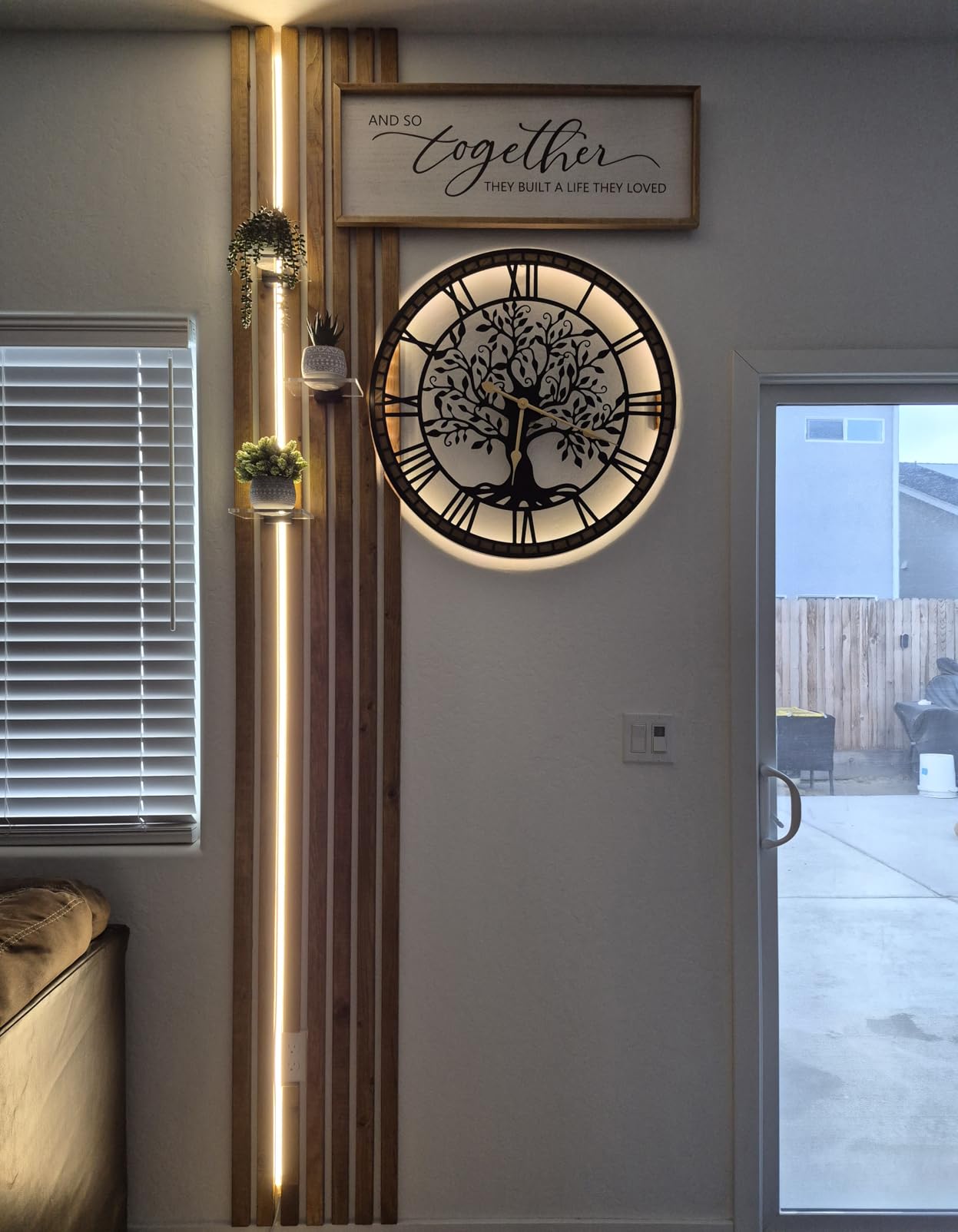 Micasso Large Wall Clock Decorative: 24 Inch Tree of Life Battery Operated | Modern Farmhouse Metal Wood Frame - Roman Numeral Clocks for Living Room/Home Office/Bedroom customer photo 2