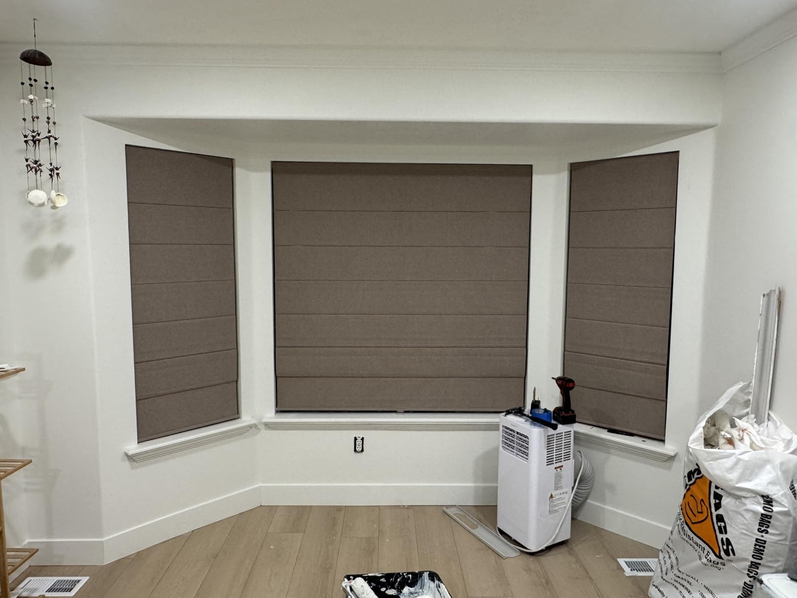 BERISSA Cordless Roman Shades, Linen Fabric, Blackout, Light Brown, Custom | Flat Fold Roman Shades, Privacy Shades, Full Blackout, Free-Stop, Easy Install, Child Safe customer photo 1