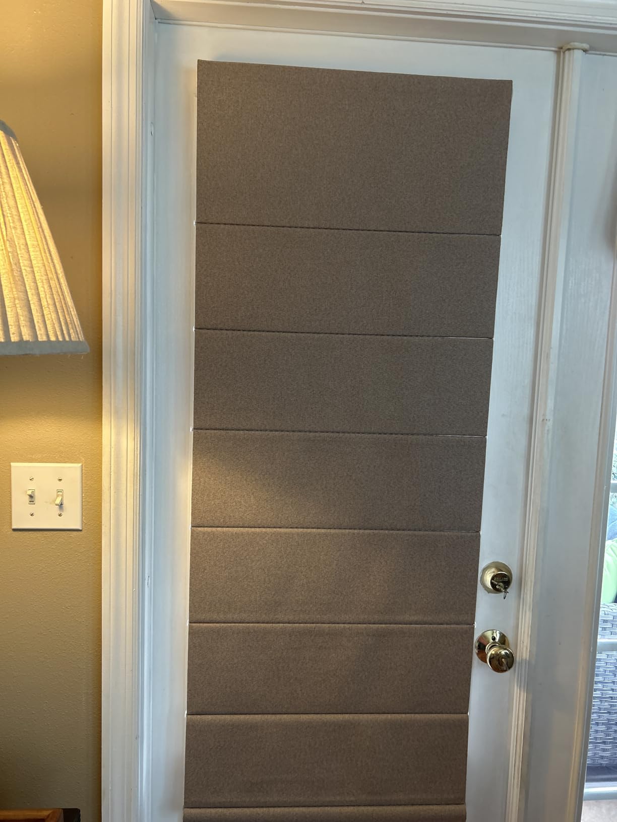 BERISSA Cordless Roman Shades, Linen Fabric, Blackout, Light Brown, Custom | Flat Fold Roman Shades, Privacy Shades, Full Blackout, Free-Stop, Easy Install, Child Safe customer photo 2