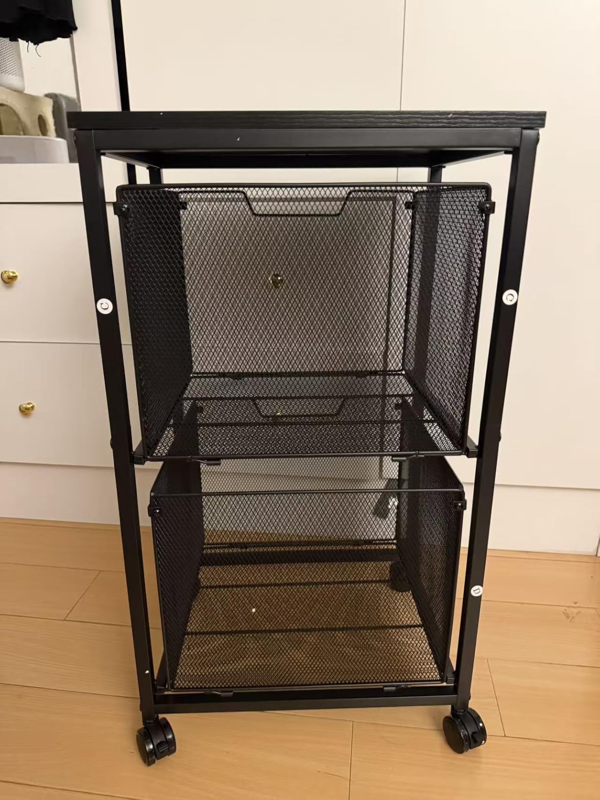 Sbanmao Rolling File Cart with 2 Storage Drawers, Mobile File Cabinet with Wheels, Hanging File Folder Organizer, Under Desk Storage, Printer Stand Utility Cart Filing Cabinet for Home Office, Black customer photo 1