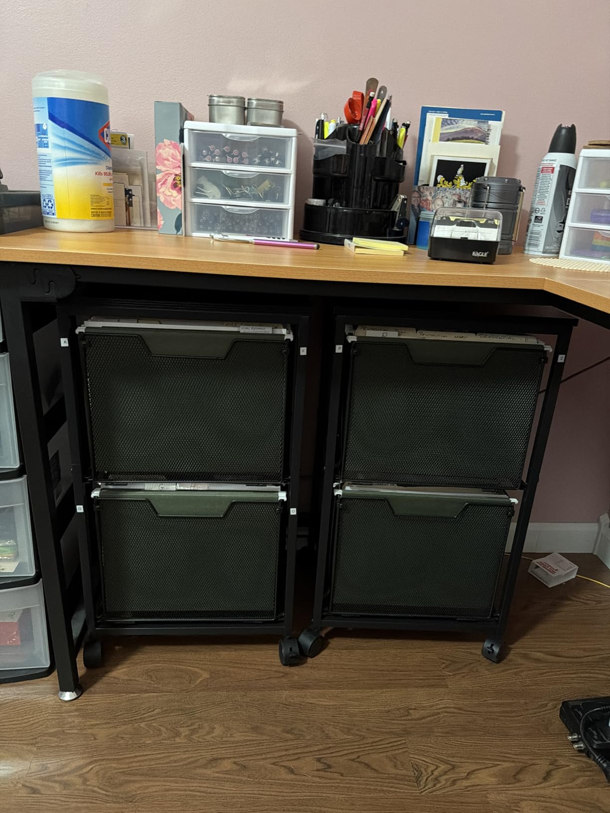 Sbanmao Rolling File Cart with 2 Storage Drawers, Mobile File Cabinet with Wheels, Hanging File Folder Organizer, Under Desk Storage, Printer Stand Utility Cart Filing Cabinet for Home Office, Black customer photo 2