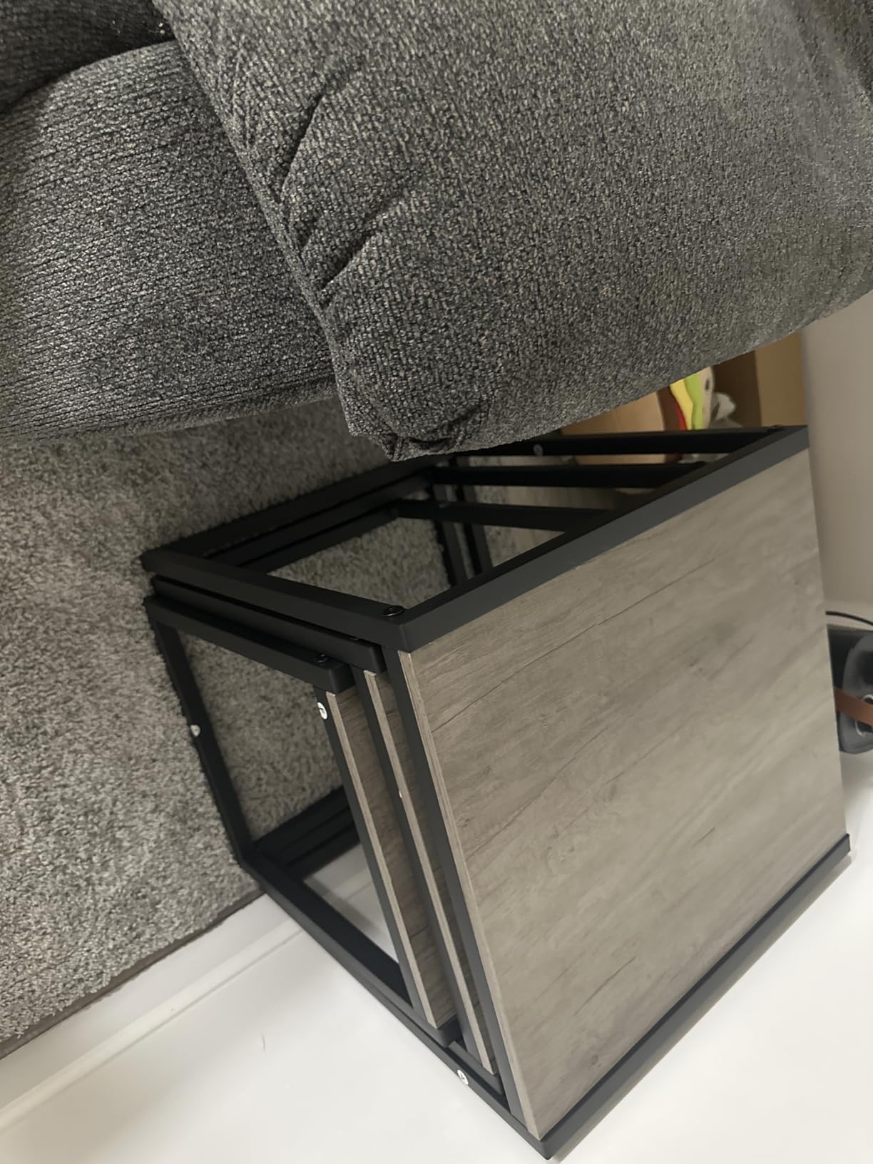 Nesting Coffee Table Set of 3, Stacking Metal Side Tables, Black, Set of 3 Nesting Side Tables, Modern Stacking Coffee & End Table, Sturdy Metal Frame, Space-Saving Furniture for Living Room customer photo 2
