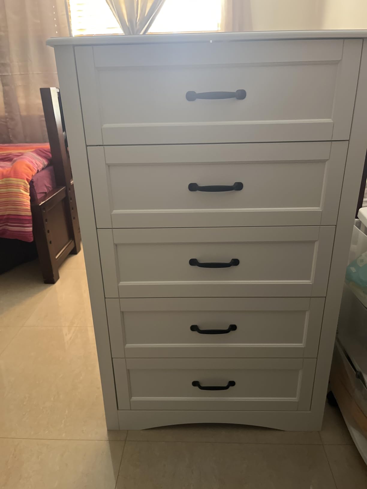 Gizoon 5 Drawer Dresser, White Wood Chest of Drawers for Bedroom customer photo 1