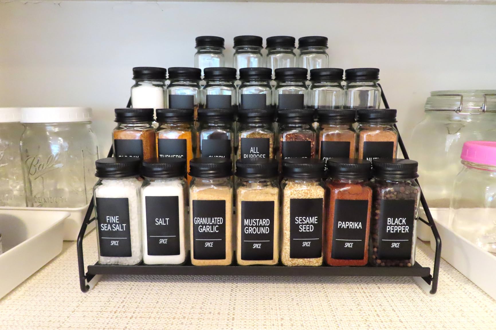 Spice Rack Organizer for Cabinet, 4 Tiered Spice Rack Organizer, Tiered Adjustable Spice Shelf for Kitchen Countertop Organization, Bright Black customer photo 1