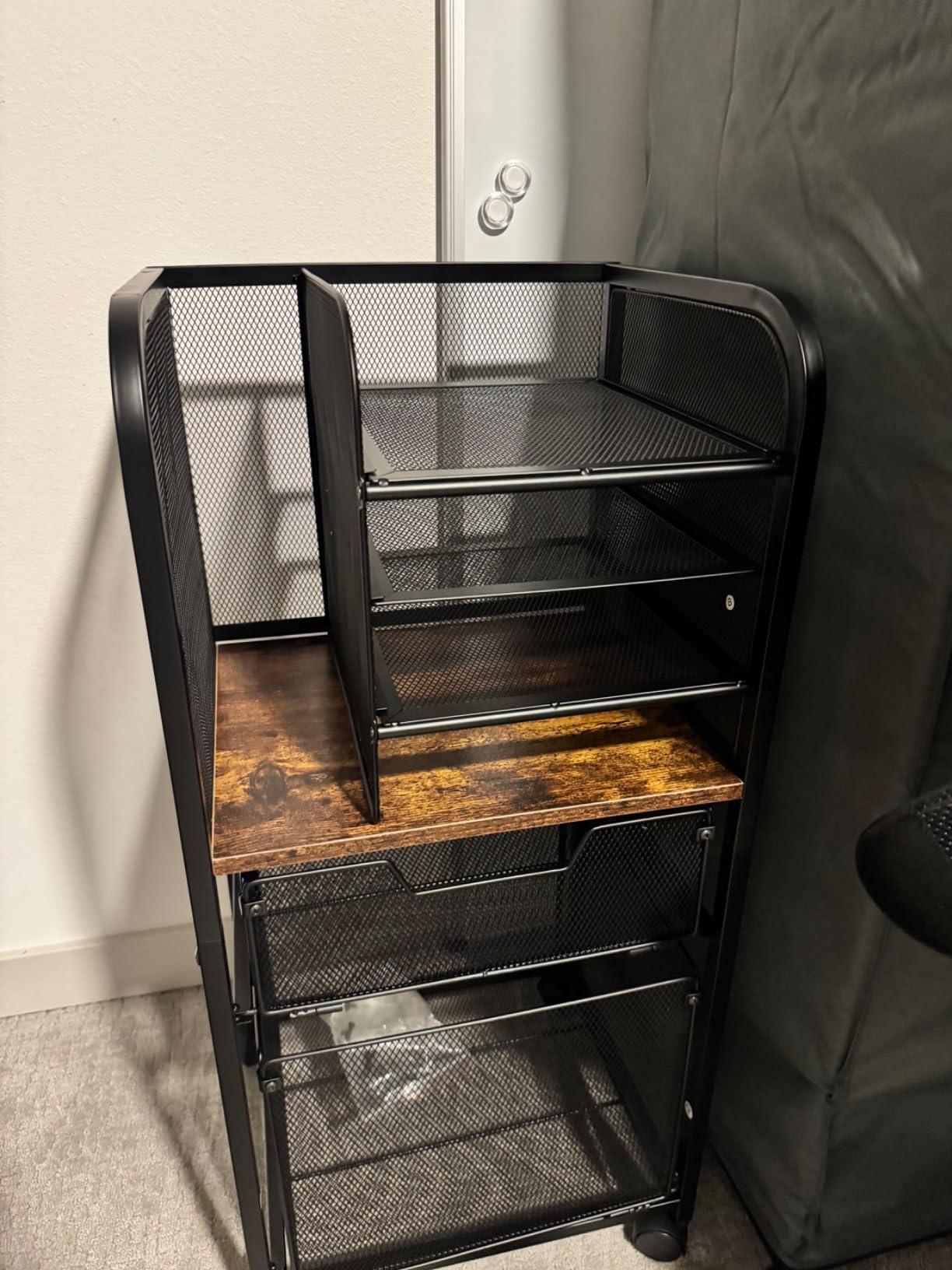 Feyejade 6-Tier Rolling File Cart Multi Mobile Drawer Cabinet Black | File cabinet organizer with wheels, letter size filing storage cart, home office hanging folder storage for teacher customer photo 2