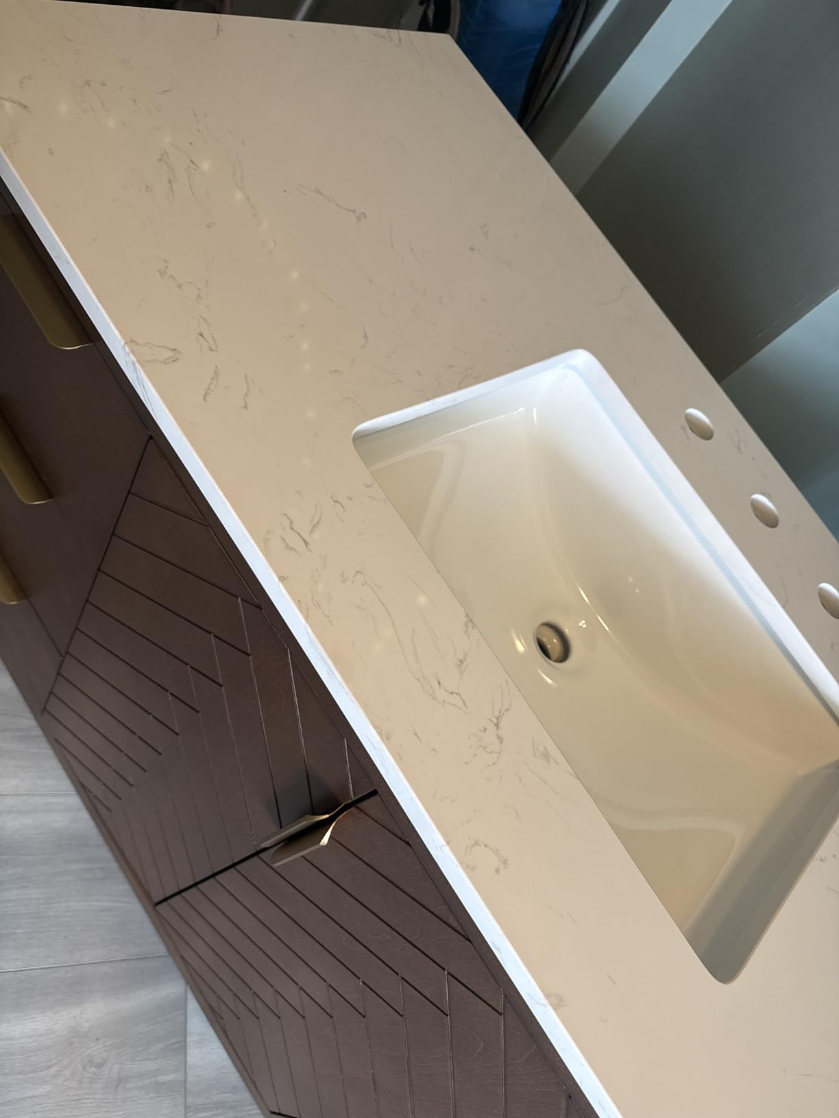 60 Inch Modern Bathroom Vanity with Double Sink, Steel Blue | Solid Wood Fully Assembled Bathroom Sink Cabinet, Soft Close Doors & Dovetail Drawers, Quartz Countertop, Adjustable Feet customer photo 2