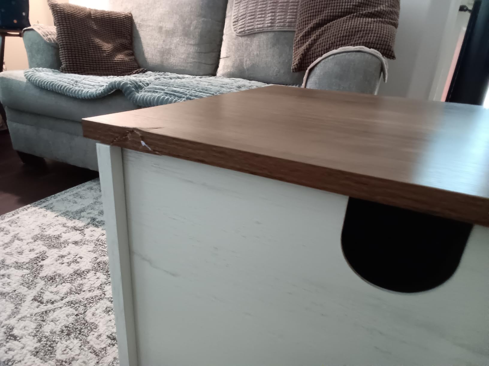 VASAGLE Farmhouse TV Stand for TVs up to 65 Inches, Entertainment Center with Storage Cabinets and Sliding Barn Doors, Media Console Table for Living Room, Rustic White and Honey Brown ULTV535W01 customer photo 1