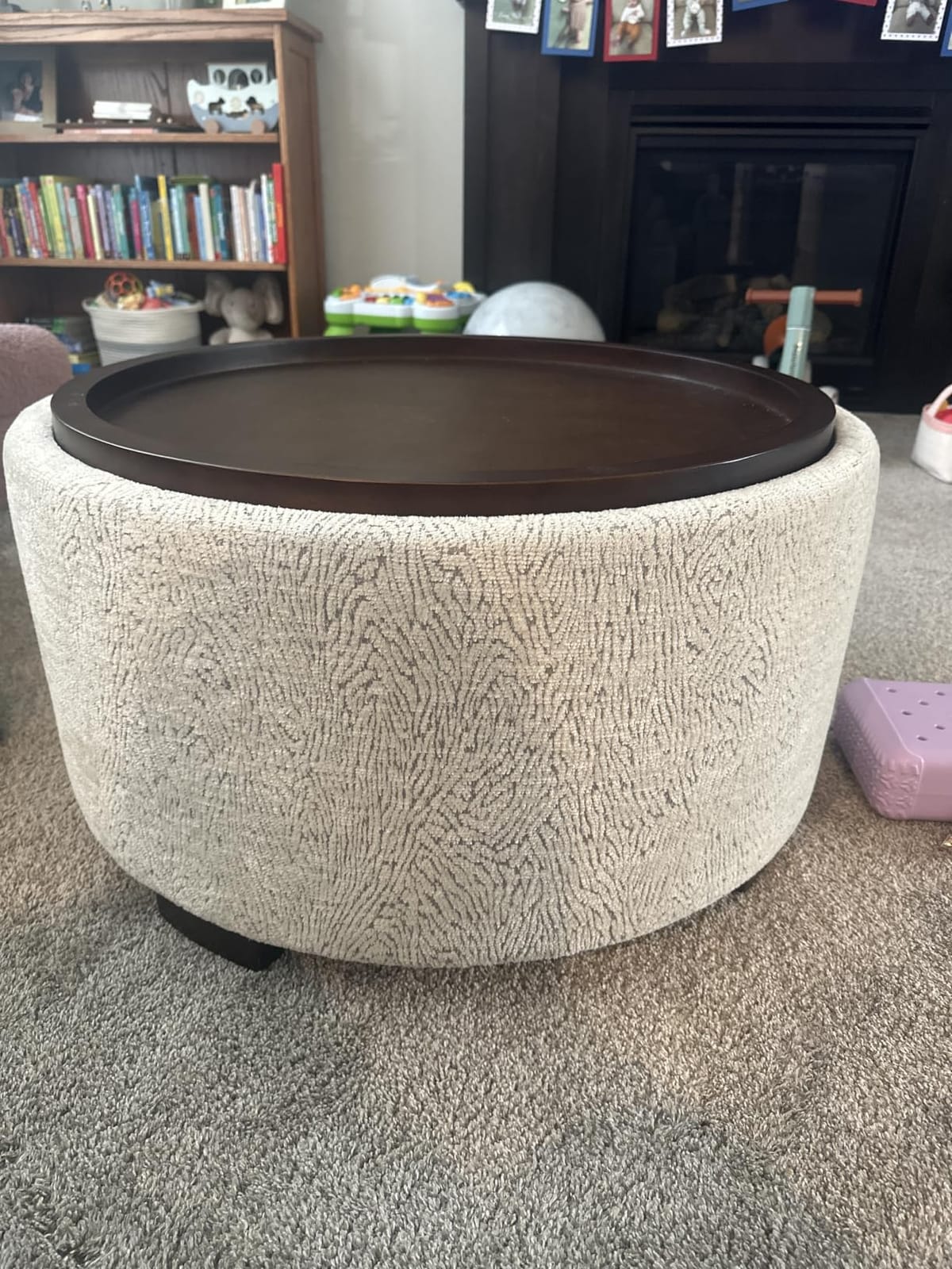 Zihanhome 30 Inch Round Storage Ottoman, Ottoman Coffee Table with Lift Off Lid, Boucle Modern Ottomans with Storage for Living Room, Bedroom, Apartments (Beige) customer photo 1