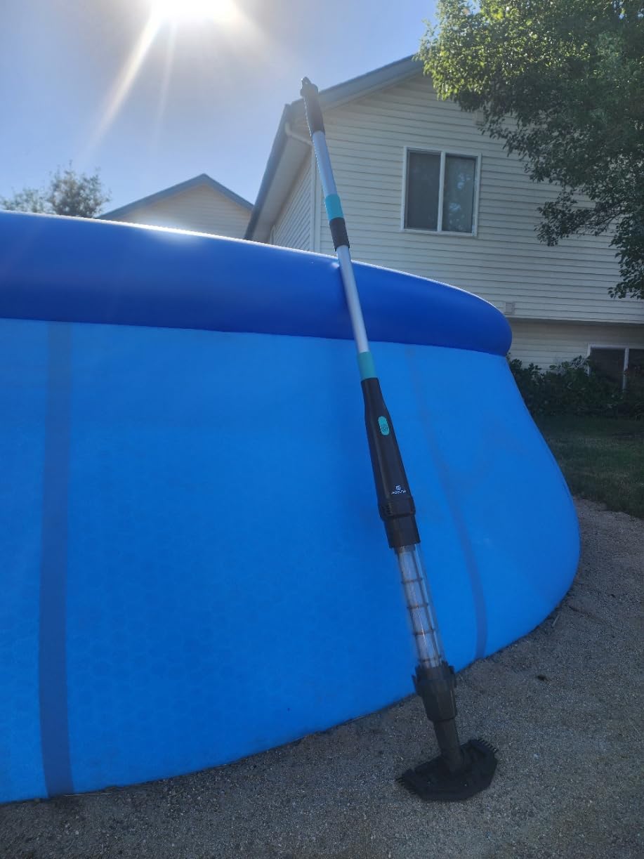 PoolMr Handheld Pool Vacuum for Above Ground Pool & Hot Tub Vacuum, with 2 Brush Heads, 90 Mins Running Time, 13.2 Gallons/Min Powerful Suction, Ideal for Cleaning Debris and Sand Underwater, Black customer photo 1