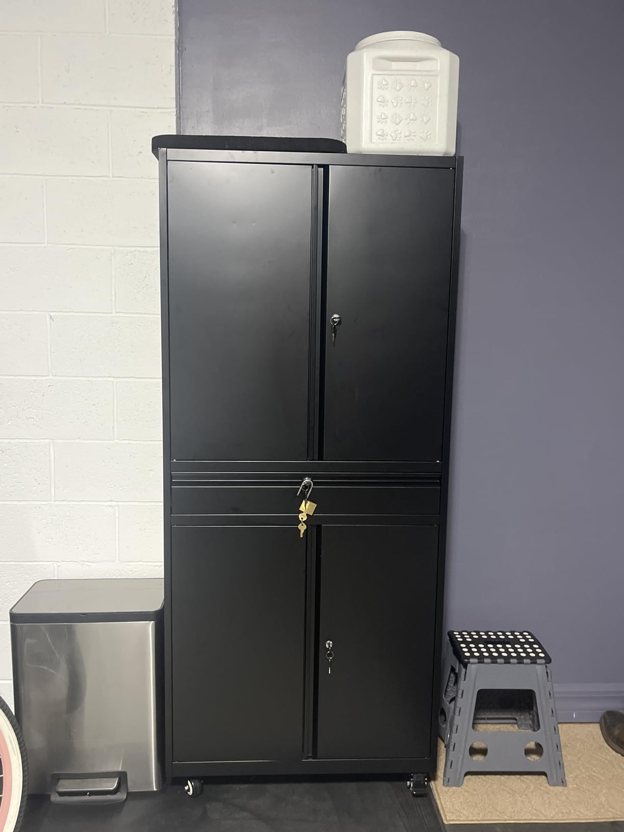 Yizosh Metal Garage Storage Cabinet with Locking Doors and Adjustable Shelves, 74