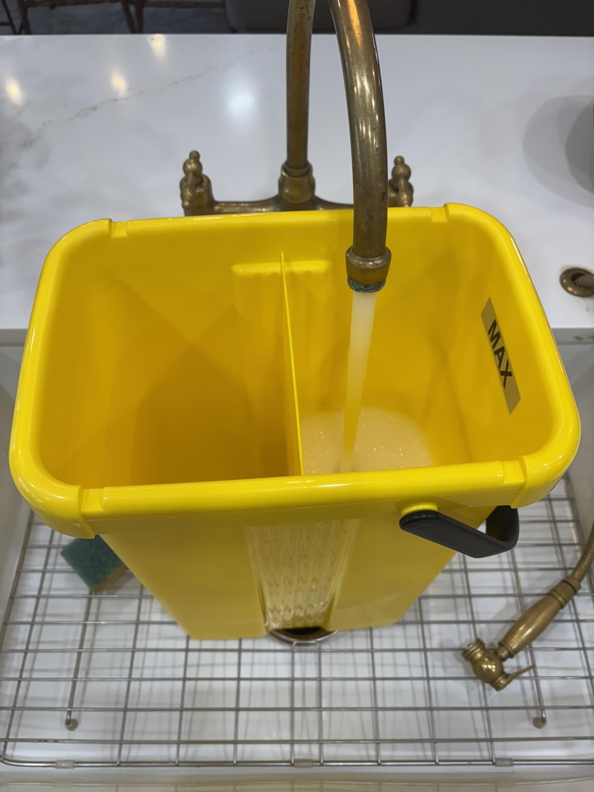 JOYMOOP Industrial Mop and Bucket Set, 17.7-inch Dust Mops for Floor Cleaning, Flat Mop Bucket with Wringer, Include 3 Reusable Microfiber Mop Pads - Yellow customer photo 2
