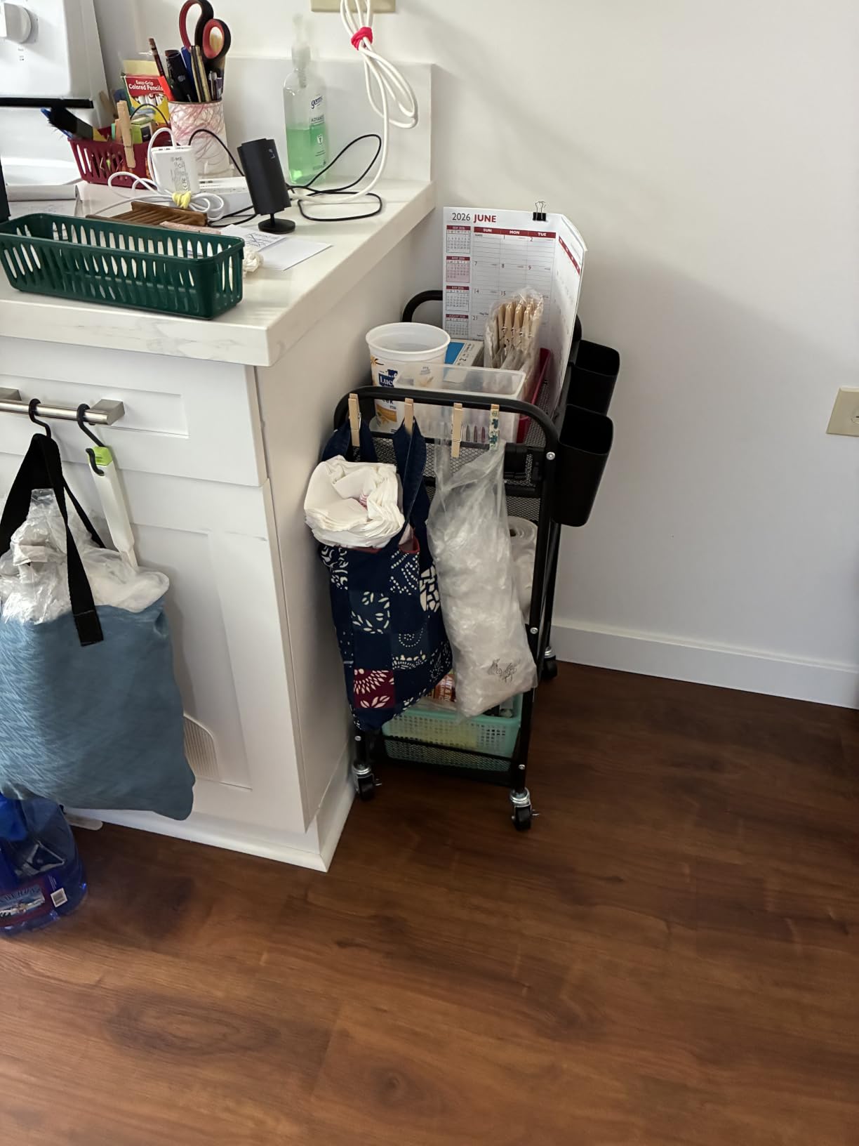 YASONIC 3 Tier Metal Rolling Cart, Black Utility Storage Cart with Wheels | Metal Mesh Craft Cart With Hooks & Hanging Cups, Ideal For Kitchen, Bathroom, Office, Dorm, Art Workspace, Bedside Storage customer photo 1