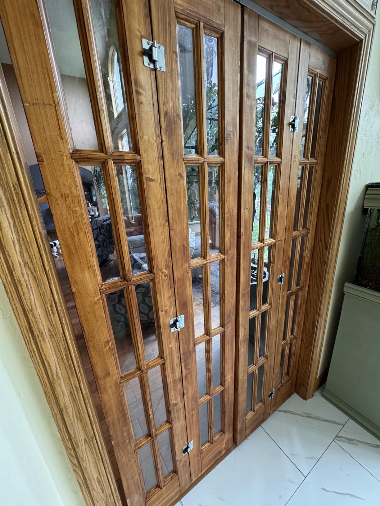 EaseLife Bifold Closet Door, for 32in x 80in (Double 16x80) Opening, French Glass Barn Doors with 2.66FT Concealed Bi-Fold Sliding Hardware Kit Included, Preassembled Door, Easy Install, DIY staining customer photo 1