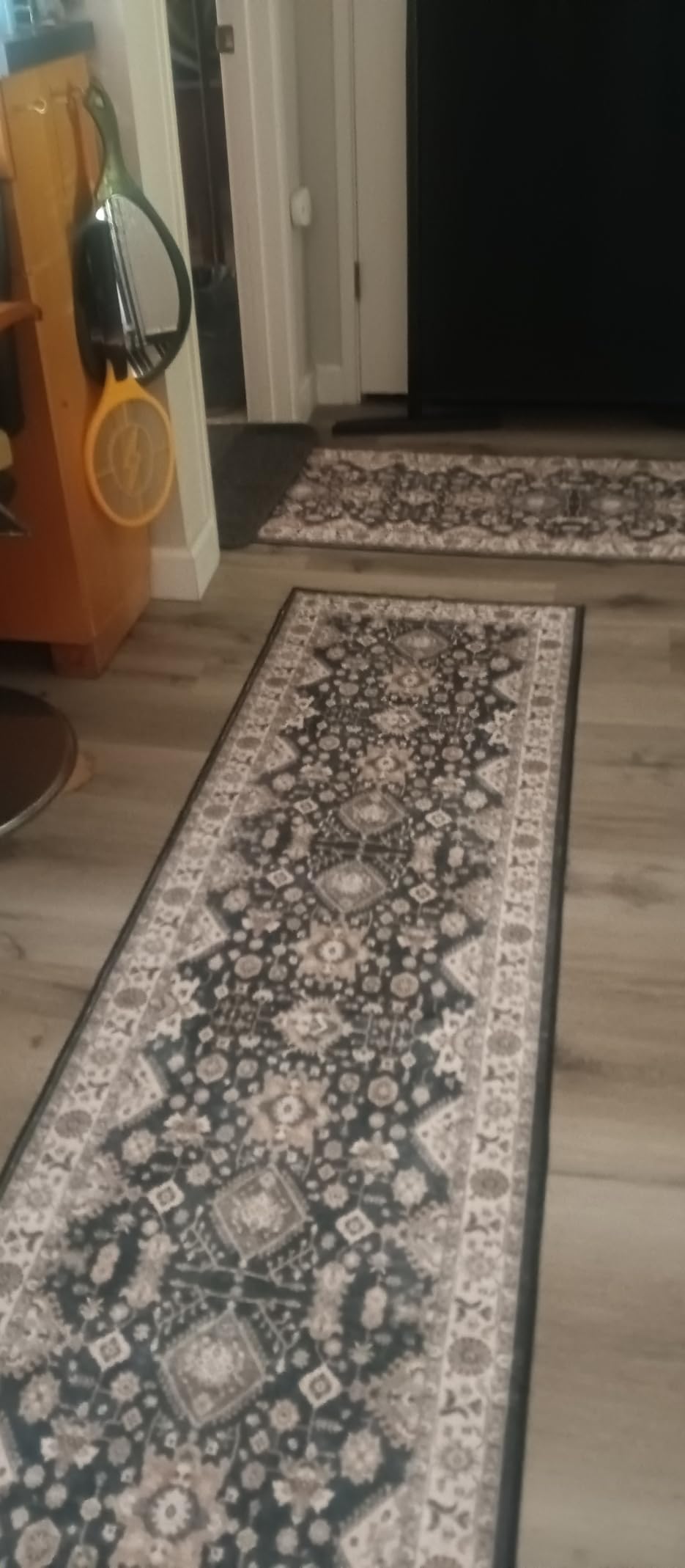 Long Hallway Runner Rug 3x25: Non Slip Runner Rugs with Rubber Backing Soft | Kitchen Rug Farmhouse Distressed Carpet Runner for Living Room Bedroom Bathroom - Black Rug Low Pile Durable for High-Traffic customer photo 1