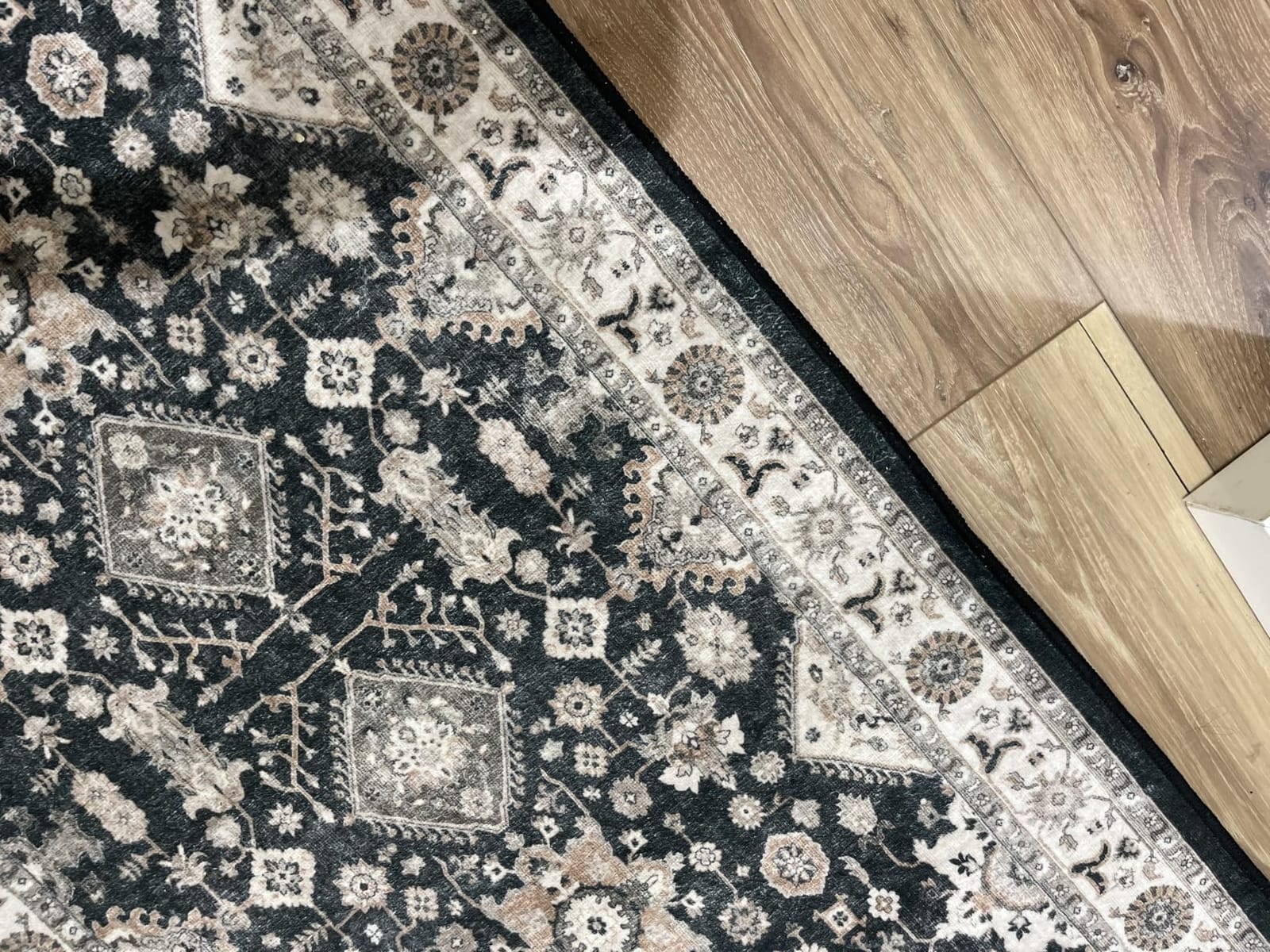 Long Hallway Runner Rug 3x25: Non Slip Runner Rugs with Rubber Backing Soft | Kitchen Rug Farmhouse Distressed Carpet Runner for Living Room Bedroom Bathroom - Black Rug Low Pile Durable for High-Traffic customer photo 2