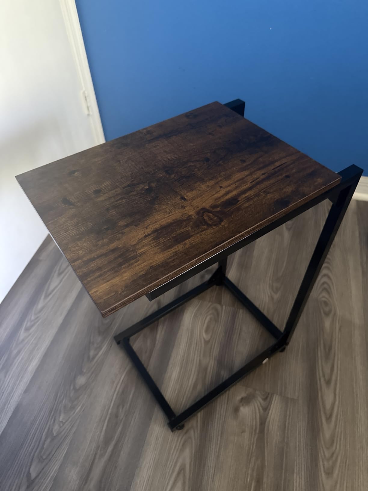 Simple Trending C Shaped End Table, TV Tray for Couch, Small Side Table with Metal Frame, for Living Room Bedroom, Rustic Brown customer photo 1