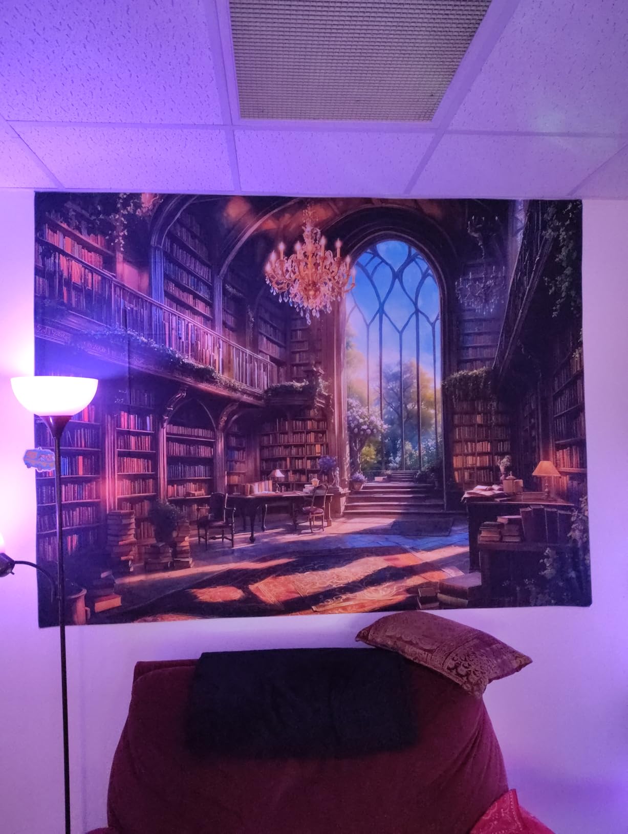 Accnicc Forest Library Tapestry Tree Bookshelf Tapestries Wall Hanging Vintage Fantasy Fairy Treehouse Book Large Tapestry for Bedroom Living Room Dorm Classroom 80 x 60 inch customer photo 1