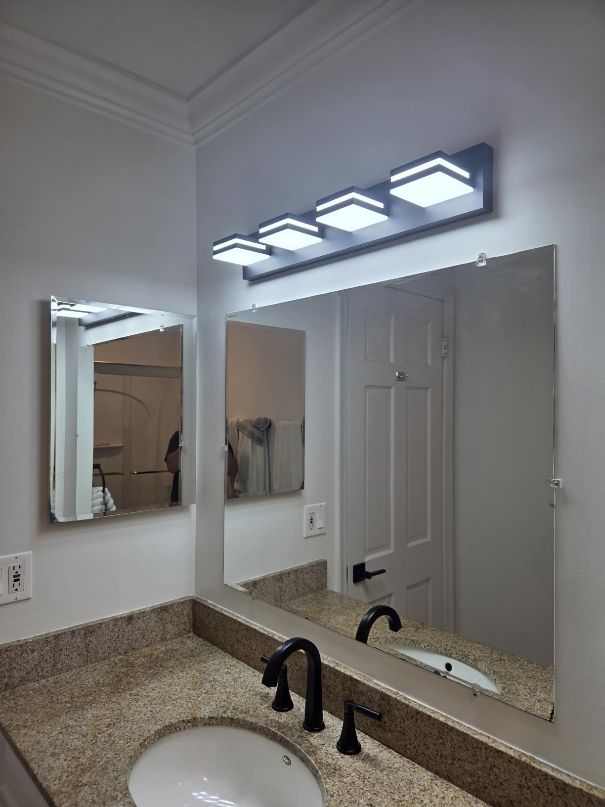 Modern LED Stainless Steel Chrome Acrylic Bathroom Lights Fixtures 3-Light | Wall Lighting, Vanity Lights for Bathroom Over Mirror 6000K 350 Degree Rotate (No Assembly Required) customer photo 2