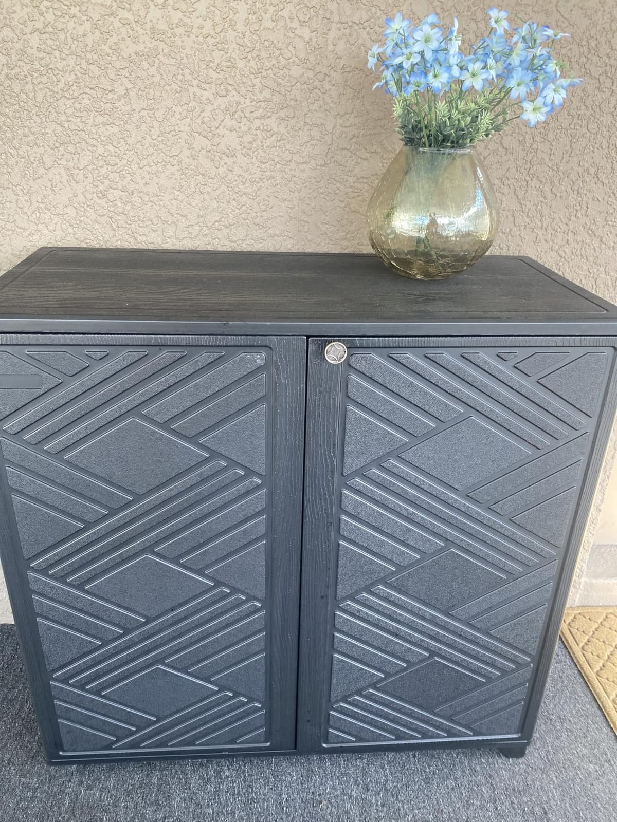 ADDOK Outdoor Storage Cabinet, 60 Gallon Waterproof Resin Patio Storage Cabinet with 1 Adjustable Metal Shelf, Upright Outdoor Cabinet for Garden Tools, Pool Supplies, Toys, Porch and Garage customer photo 1