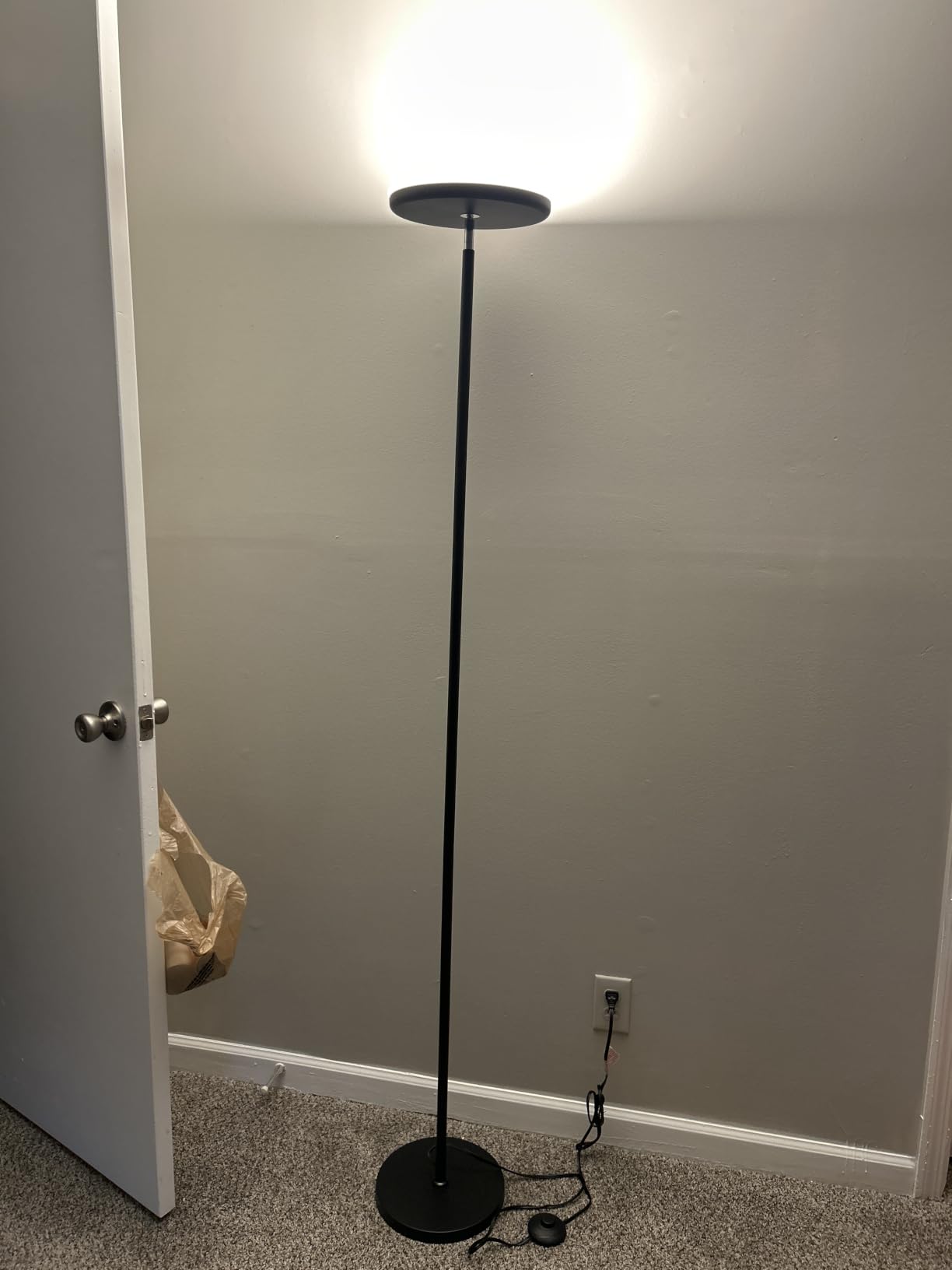 JOOFO LED Torchiere Floor Lamp with Remote, Stepless Dimmable Standing Lamp | Super bright uplight fills ceilings and dark corners for living rooms, bedrooms, home offices, reading nooks and apartments customer photo 2