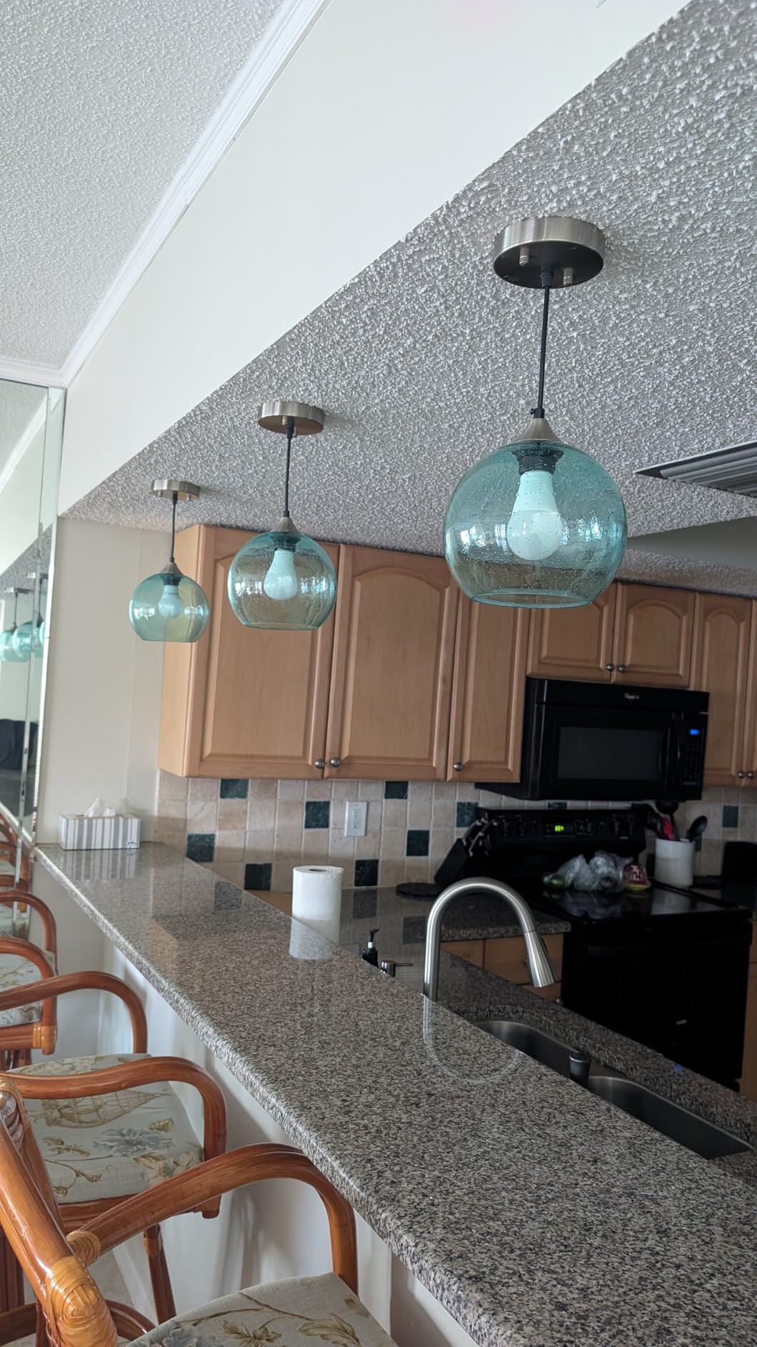 Light Green Glass Pendant Lights Kitchen Island Lighting Globe Pendant Light Fixtures Modern Pendant Lighting for Bedroom Living Dining Room Light Fixture (7.87 in, 1 Pack) customer photo 1