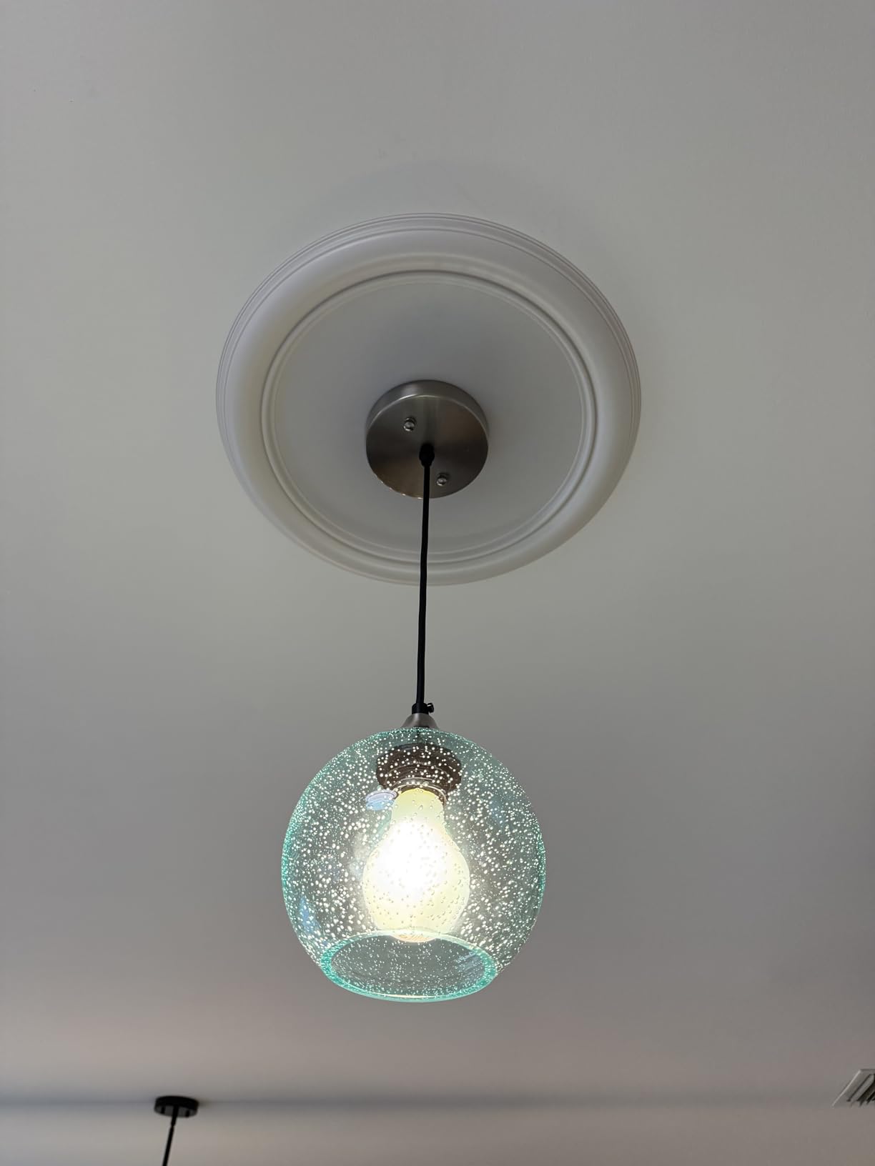 Light Green Glass Pendant Lights Kitchen Island Lighting Globe Pendant Light Fixtures Modern Pendant Lighting for Bedroom Living Dining Room Light Fixture (7.87 in, 1 Pack) customer photo 2
