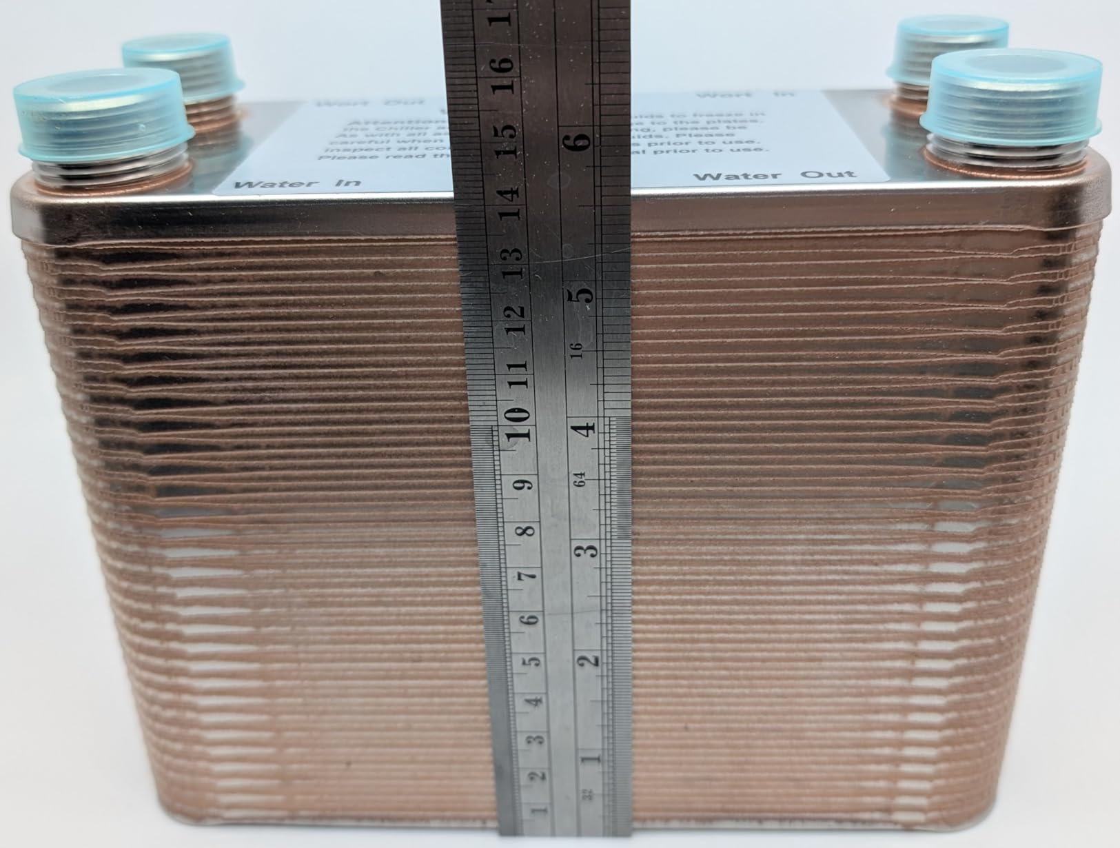MRbrew Wort Chiller 60 Plates, Brazed Plate Copper Heat Exchanger for Homebrew, Stainless Steel 7.5