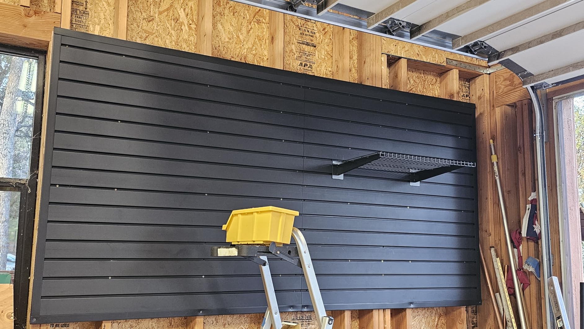 Brakki Slat Wall Paneling 4x8 Ft, Slatwall Garage Organizer Storage System | PVC Slatwall Panels, Garage Organization Product, Heavy Duty Wall Mounted, Tool Storage for Home, Black customer photo 2