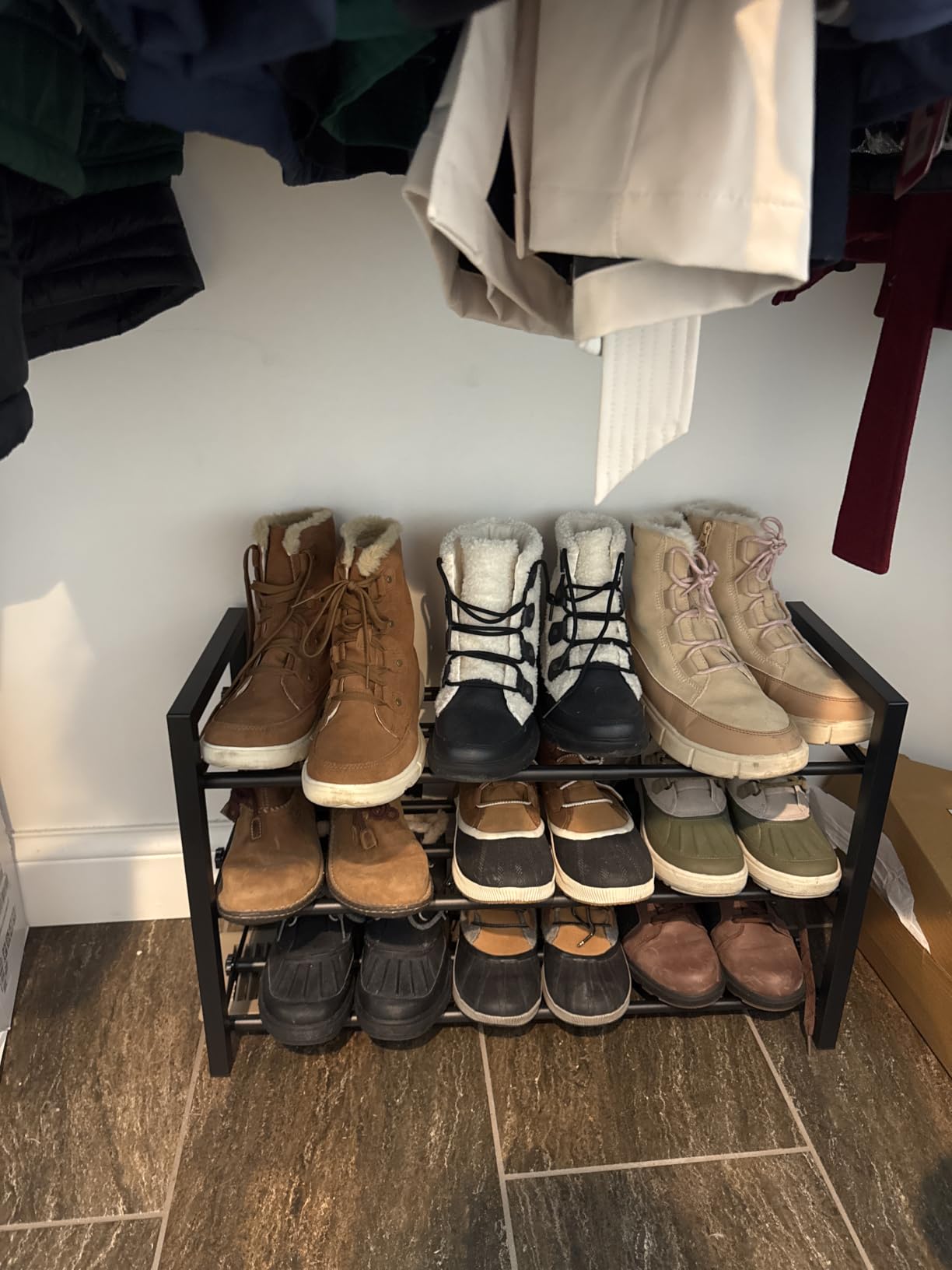 Expandable Shoe Rack, Heavy Duty Metal Shoe Organizer for Closet | 3 Tier Heavy Duty Iron Adjustable Shoe Storage, Fits 12+ Pairs, Space-Saving, Non-Slip, Easy Assembly, For Doorway Entryway Bedroom customer photo 2