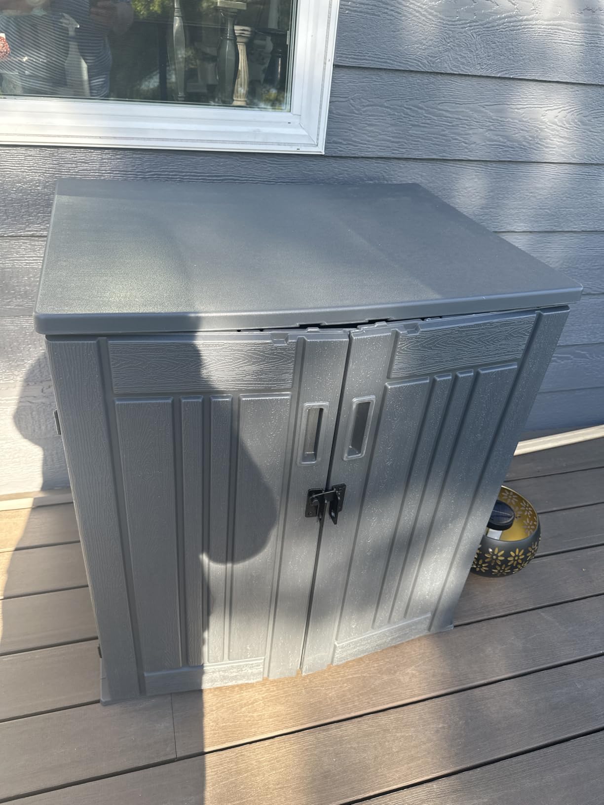 EHHLY Heavy Duty Tall Storage Cabinet Outdoor Weatherproof, 28 Cuft Garage Storage Cabinet with 4 Adjustable Shelves, Lockable Kitchen Pantry Closer Organizer, 31Wx23Lx66H, Sage Grey customer photo 1