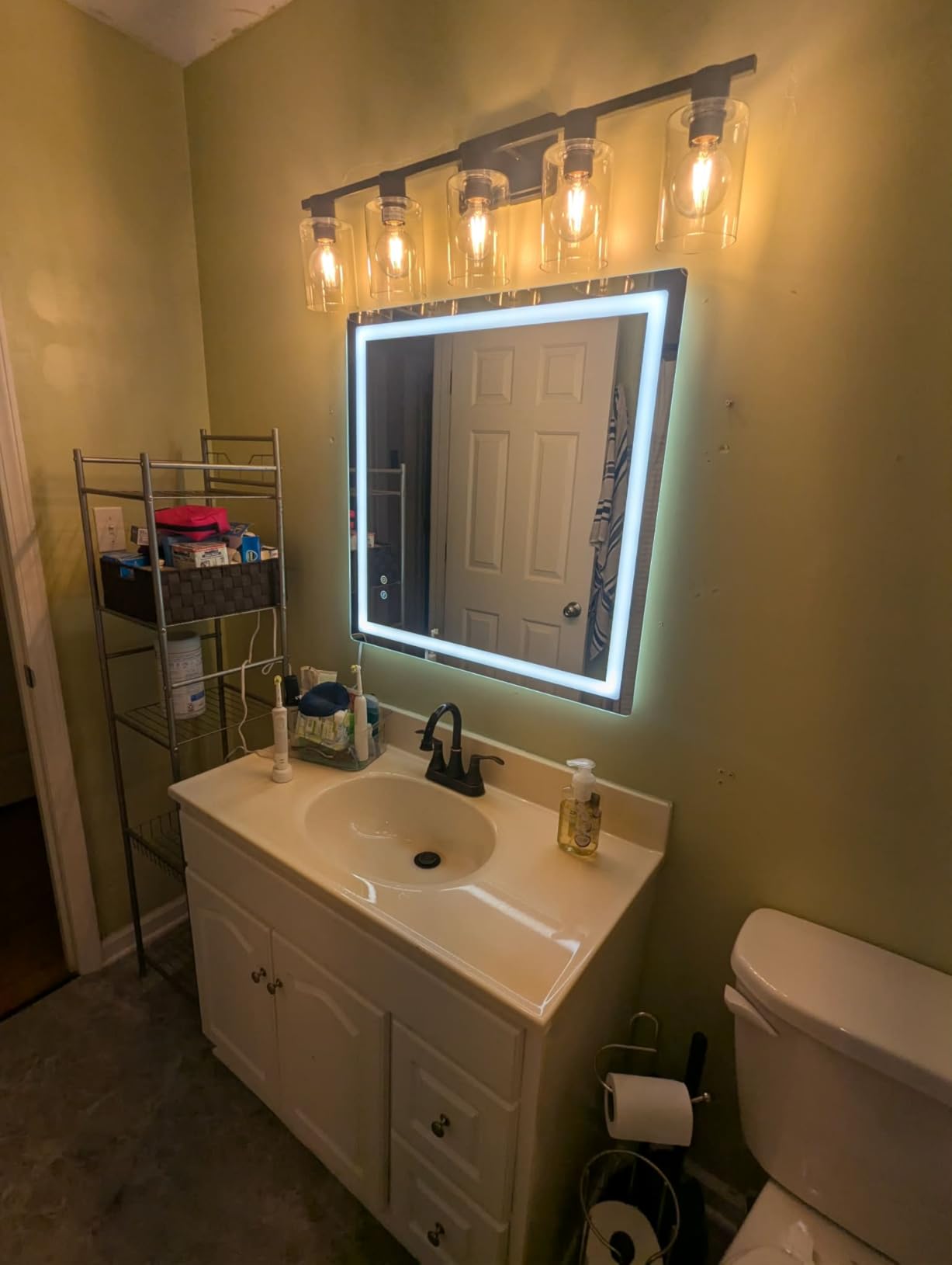 Delma 30x50 LED Bathroom Vanity Mirror with Lights, Anti-Fog, Dimmable | Front & Backlit with 3 Color Modes and Memory, 5mm Shatterproof Glass, Plug-in or Hardwired, Horizontal or Vertical customer photo 1