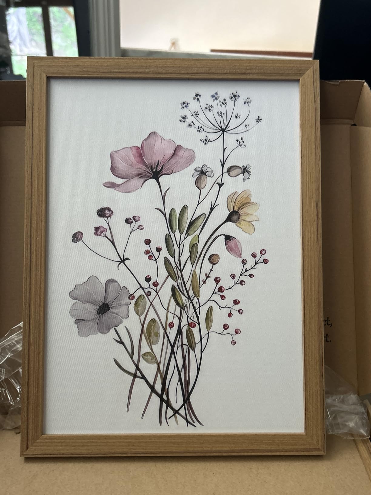 WRFON Framed Botanical Canvas Wall Art Set of 3, Watercolor Floral Prints, Framed Flower Wall Decor for Bedroom Bathroom Living Room, 12x16 Inch Each customer photo 2