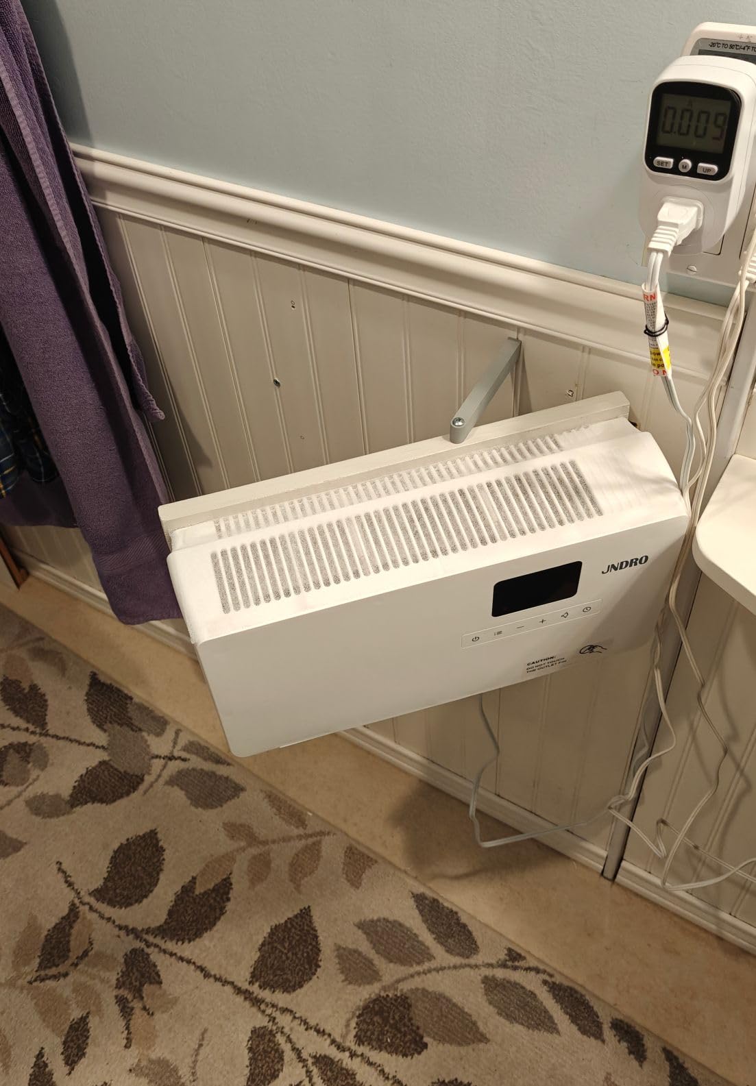 JNDRO Wall-Mounted Space Heater with Thermostat and Remote Control | 1500W Electric Quiet Wall Heater, LED Display, ECO Mode, 60°/90°/120° Oscillation, 24-Hour Timer, Easy-Mount for Indoor Use customer photo 2
