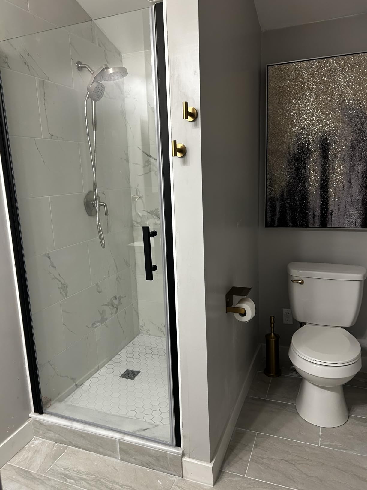 Semi-Frameless Sliding Glass Shower Door 56-60 in. W x 72 in. H, Matte Black Frame, 1/4 in. Clear Tempered Glass, Bypass Shower Door, Reversible Shower Doors for Walk-in Bathroom customer photo 2