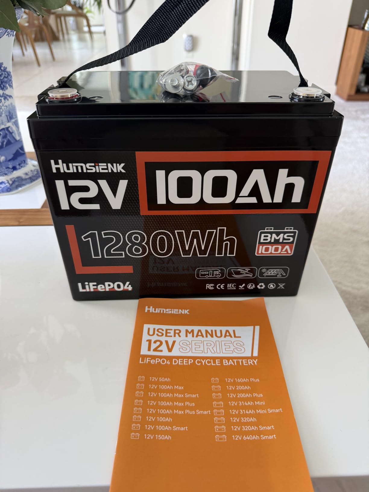 HumsiENK 12V 300Ah (314Ah) LiFePO4 Lithium Battery Mini Size with Bluetooth | 4019Wh, 200A BMS, 15000+ Deep Cycles, Low-Temp Protection, for RV Marine Solar Off-Grid Home Backup, Compact & Lightweight customer photo 2