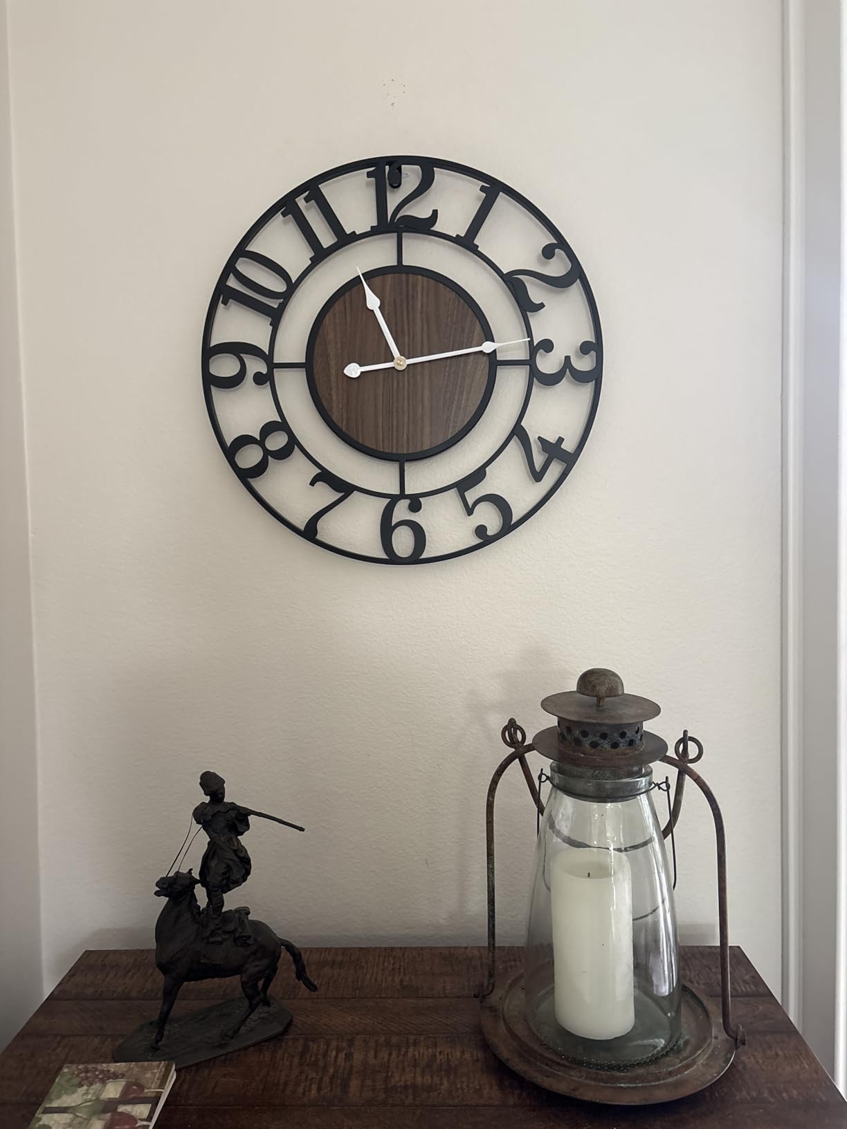 Large Metal Wall Clock, 20 Inch Retro Decorative Silent, Non Ticking, Battery Operated Modern Big Wood Wall Clock for Living Room, Farmhouse, Bedroom, Fireplace, Kitchen, Office, Home Decor customer photo 2