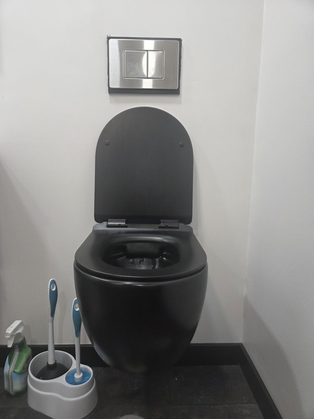 Wall Hung Toilet with 2x6 in Wall Tank Carrier, Dual Flush, White | Floating Bowl Design, Rimless Bowl, Easy Clean, Space Saving Design, Soft Close Seat, Carrier & Flush Plate Included customer photo 1