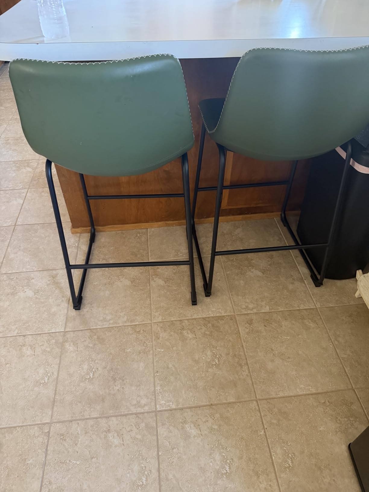 DUMOS Counter Height Bar Stools Set of 4, Faux Leather Metal Bar Chairs | Barstools with Back, Leg, Armless, Upholstered, Kitchen Island, Modern Design, 26 Inch, Brown customer photo 1